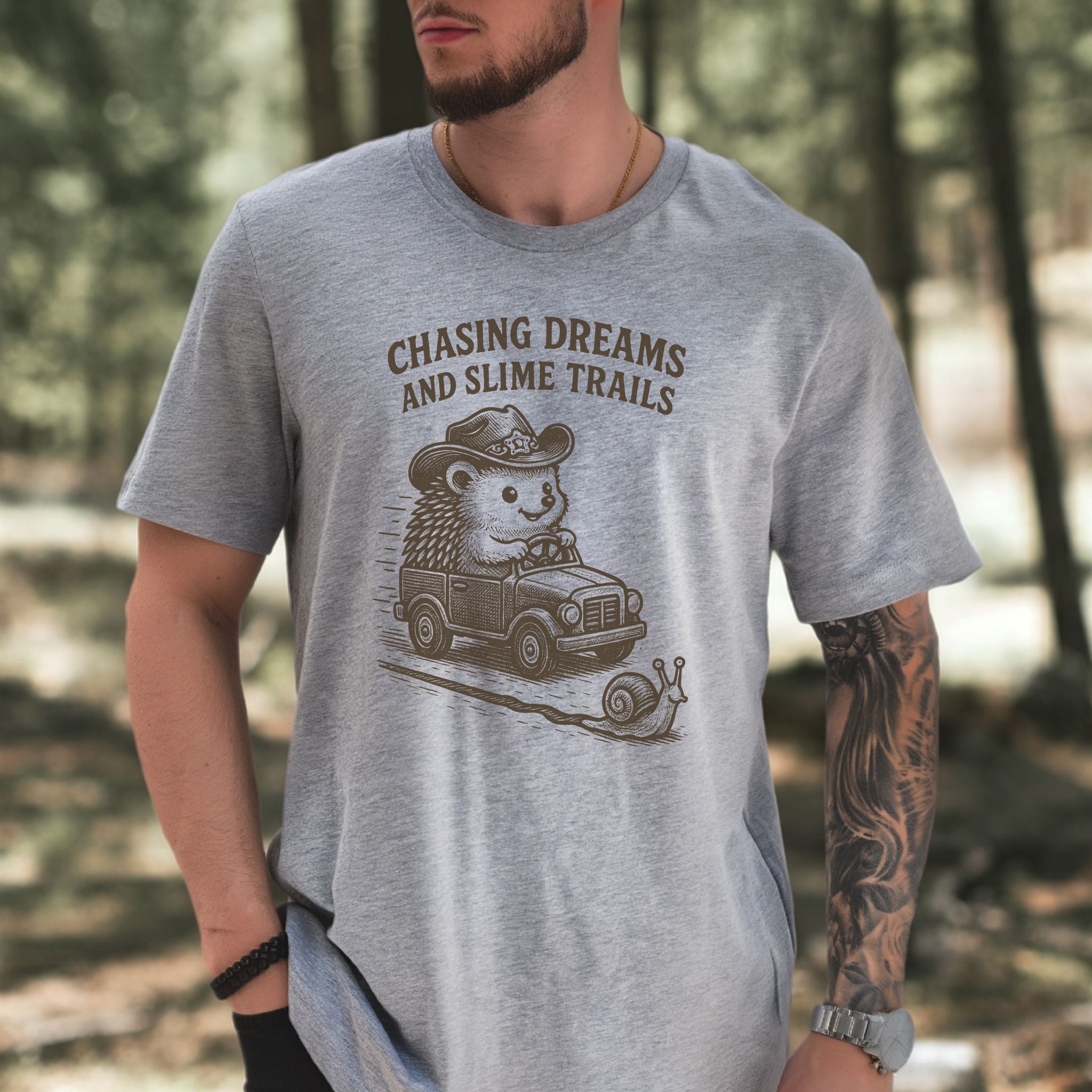 Hedgehog Chasing Dreams & Slime Trails T-Shirt