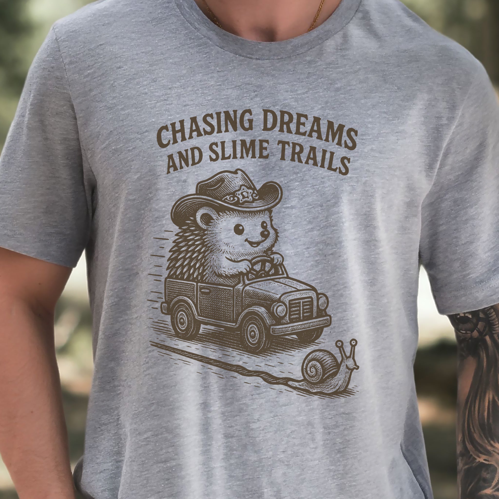Hedgehog Chasing Dreams & Slime Trails T-Shirt
