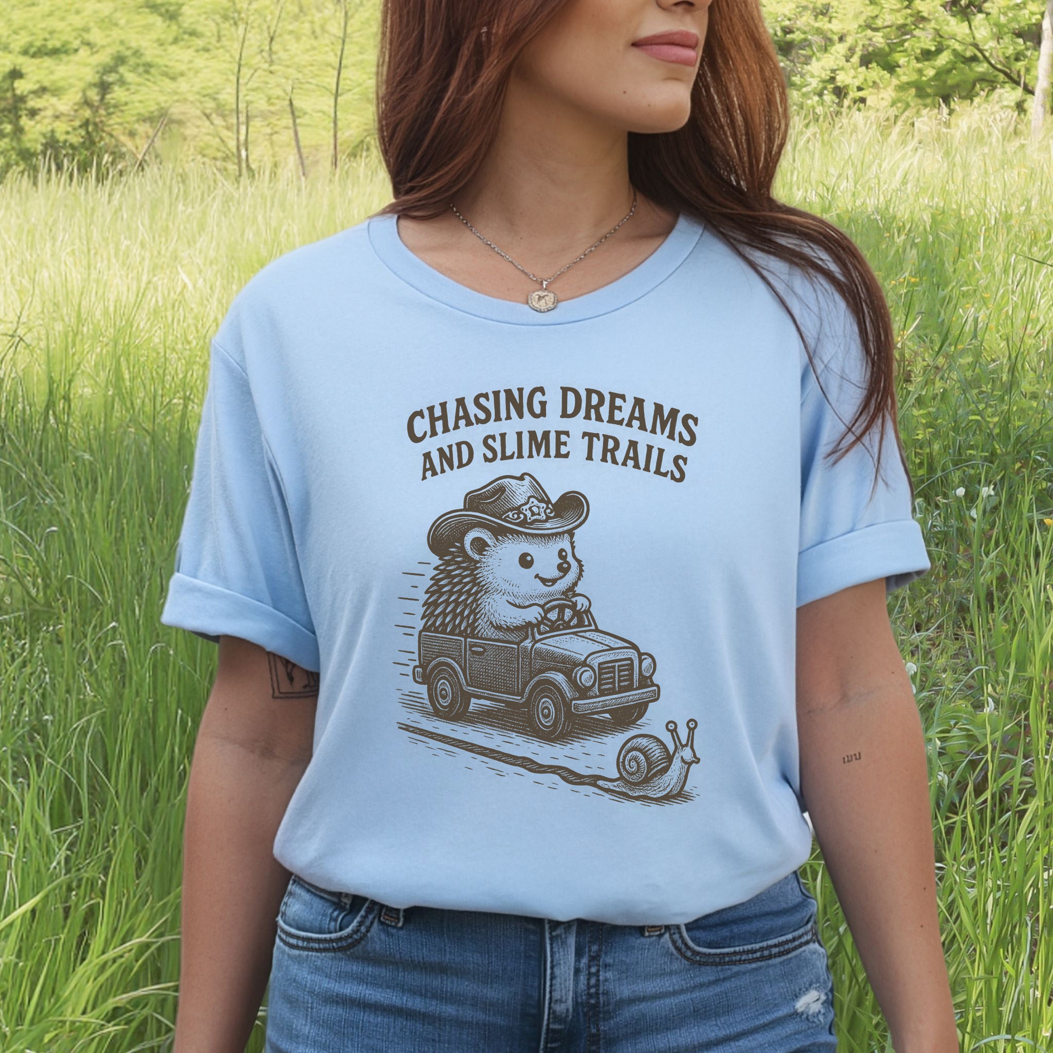 Hedgehog Chasing Dreams & Slime Trails T-Shirt