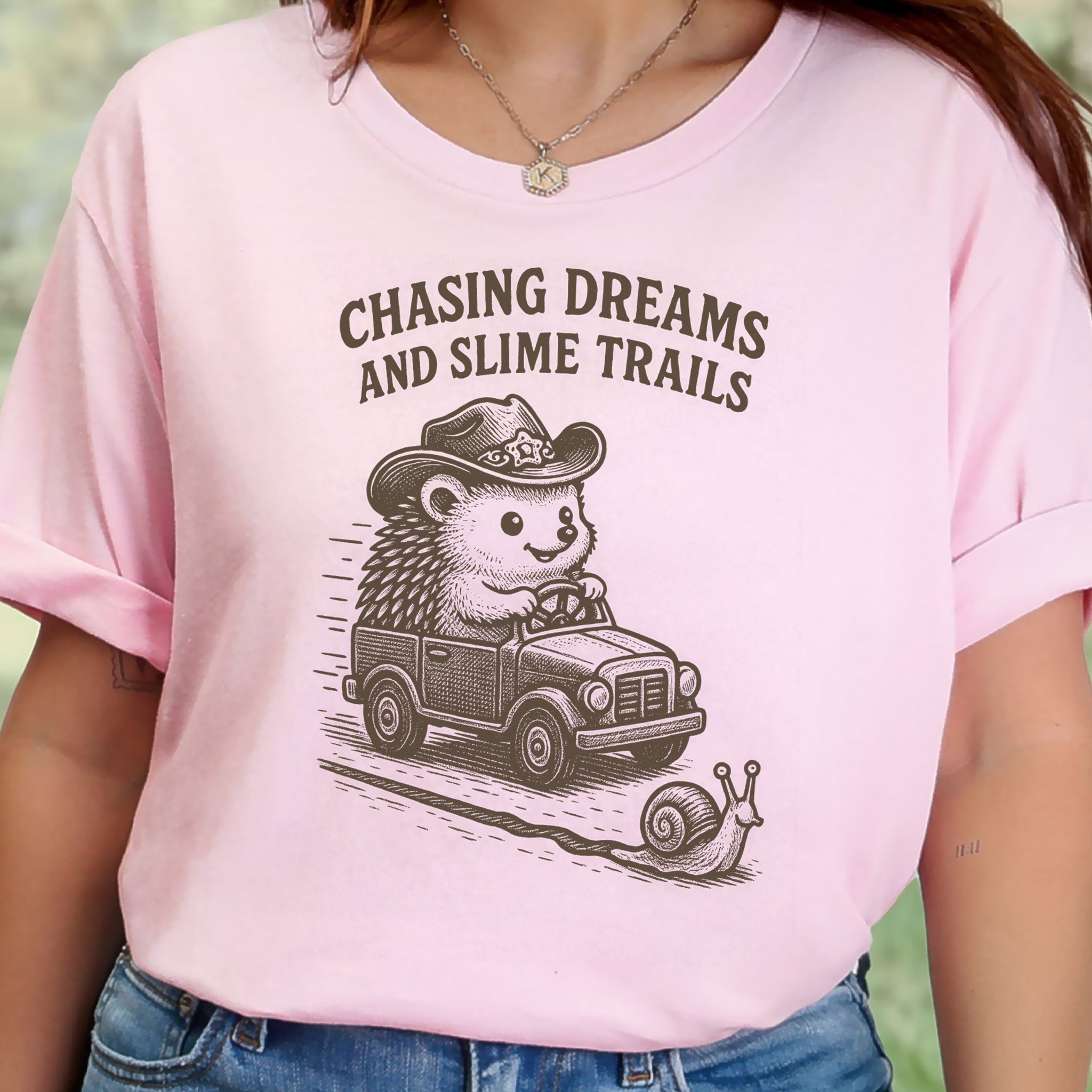 Hedgehog Chasing Dreams & Slime Trails T-Shirt