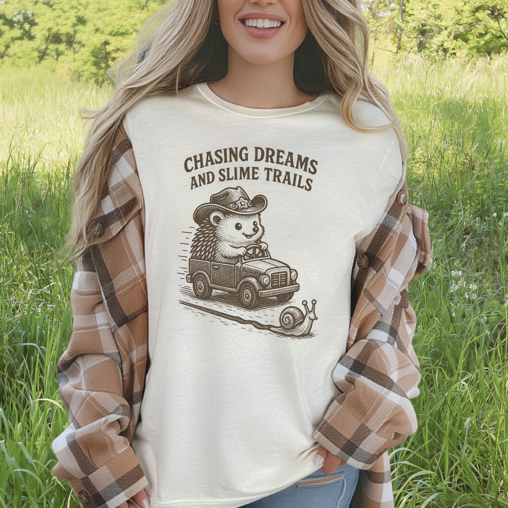 Hedgehog Chasing Dreams & Slime Trails T-Shirt