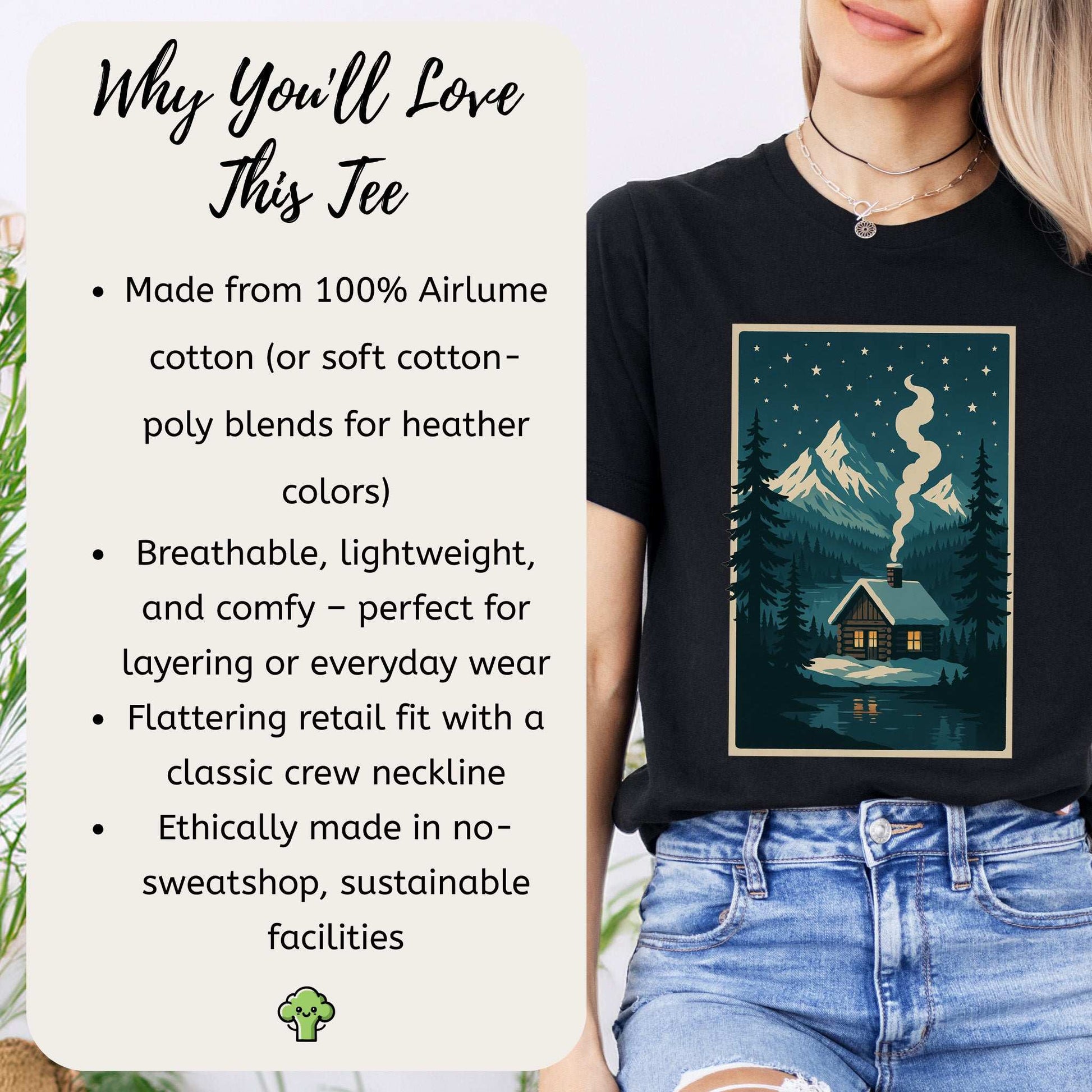 Cozy Cabin Christmas T-Shirt – Winter Stars & Holiday Escape Vibes