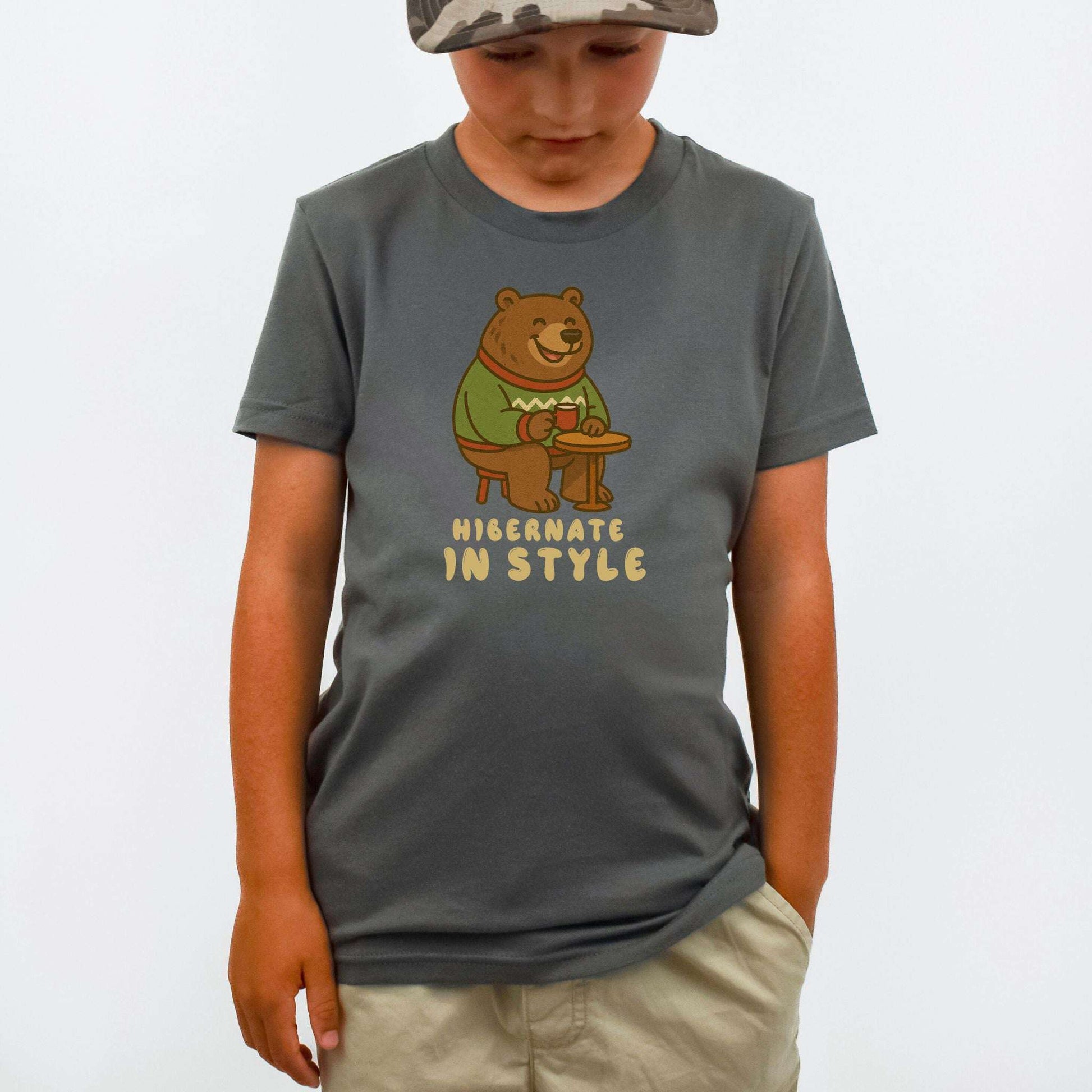 Cozy Bear Christmas Youth Tee – Hot Cocoa & Holiday Chill Vibes