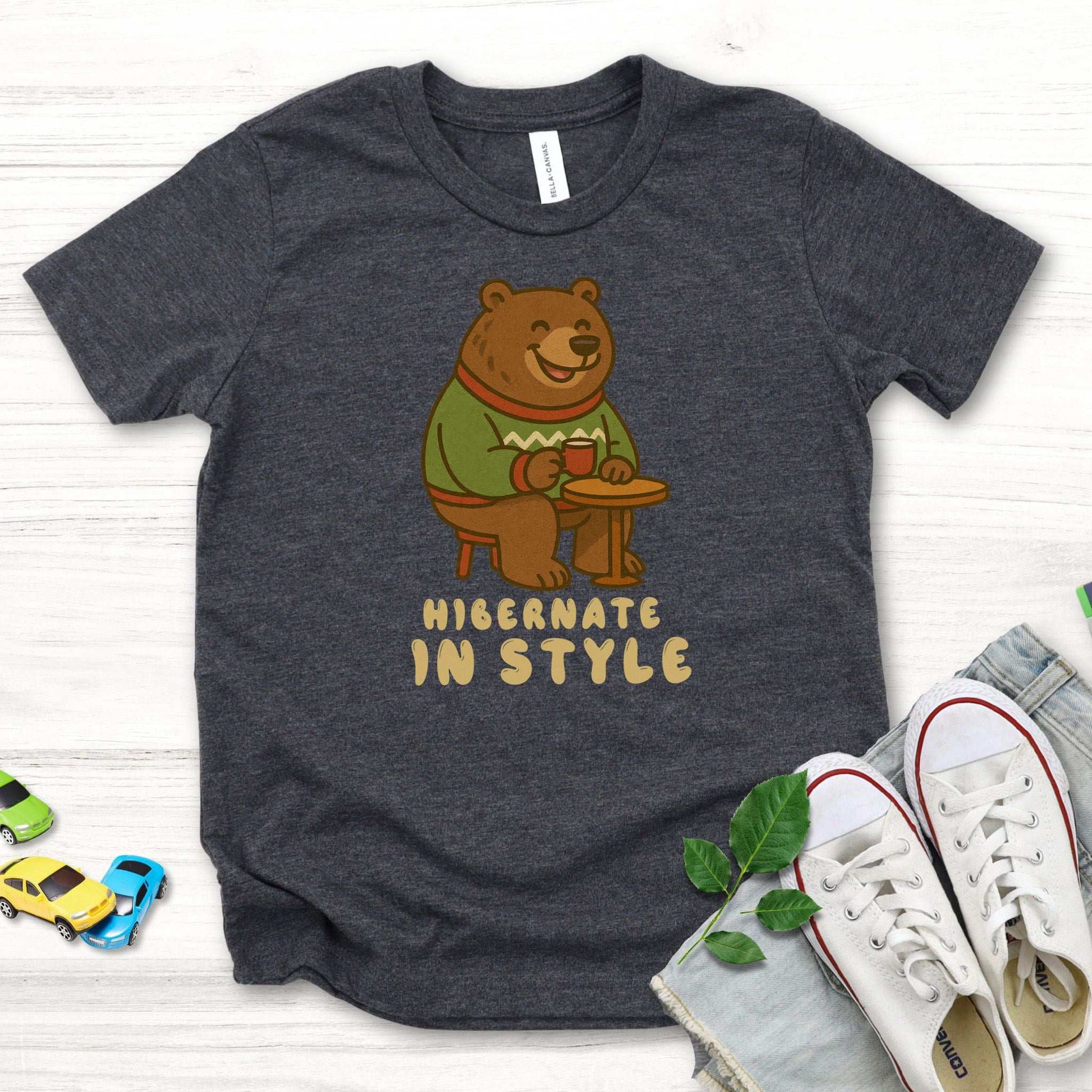 Cozy Bear Christmas Youth Tee – Hot Cocoa & Holiday Chill Vibes