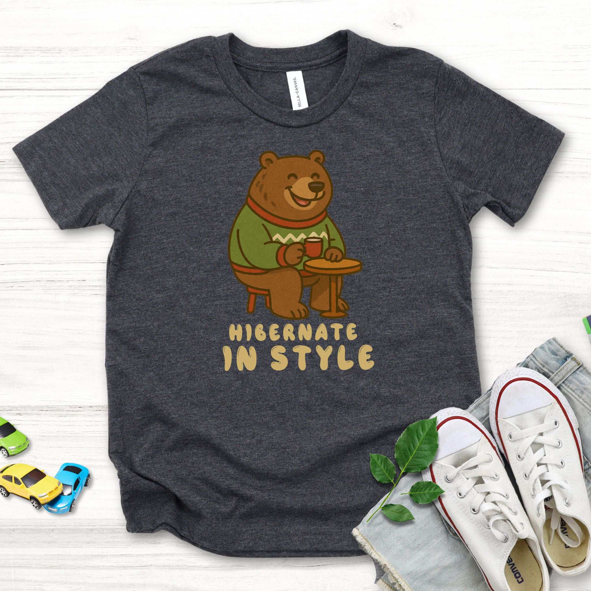 Cozy Bear Christmas Youth Tee – Hot Cocoa & Holiday Chill Vibes