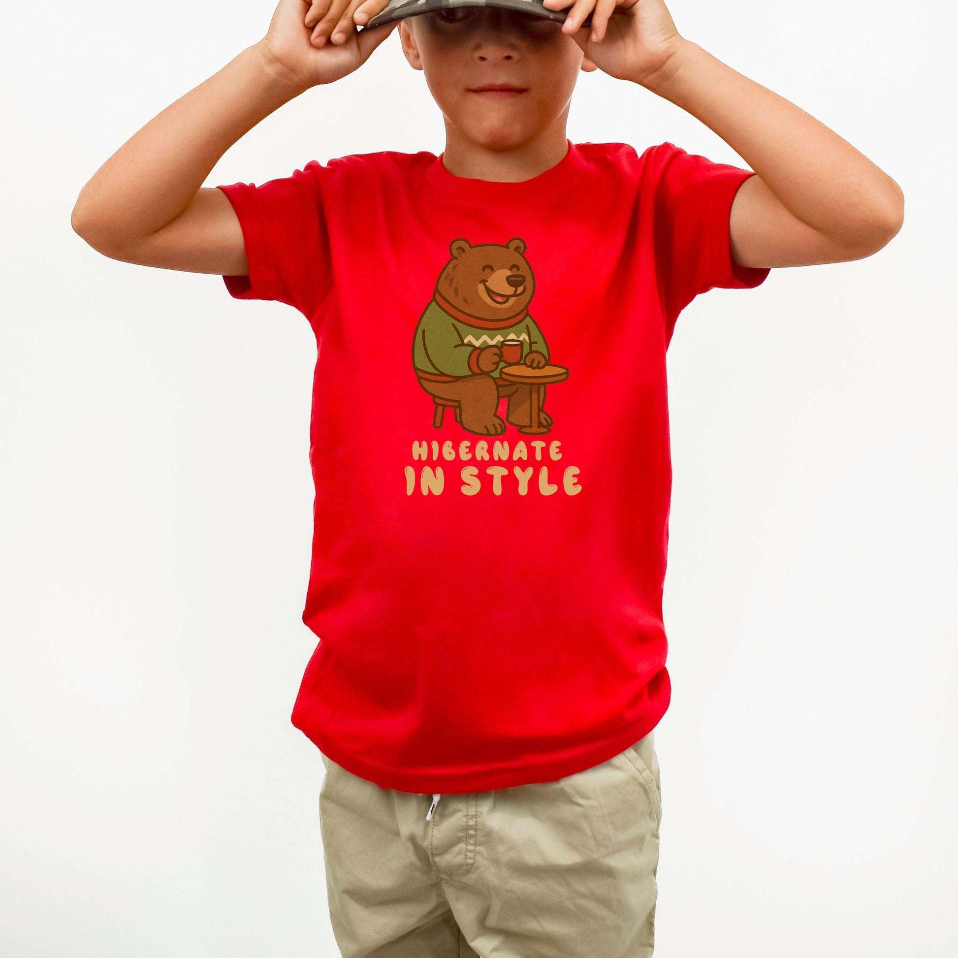Cozy Bear Christmas Youth Tee – Hot Cocoa & Holiday Chill Vibes