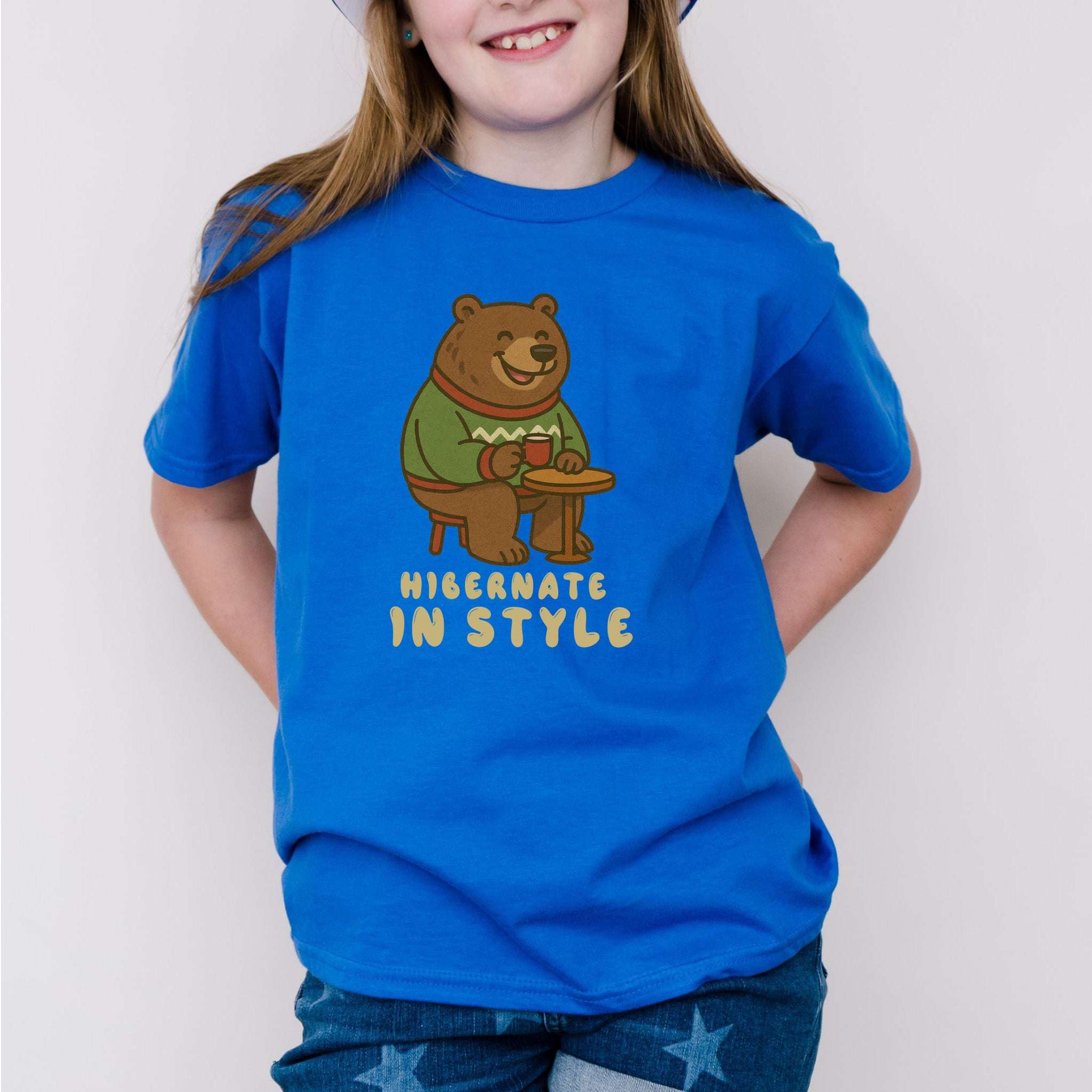 Cozy Bear Christmas Youth Tee – Hot Cocoa & Holiday Chill Vibes