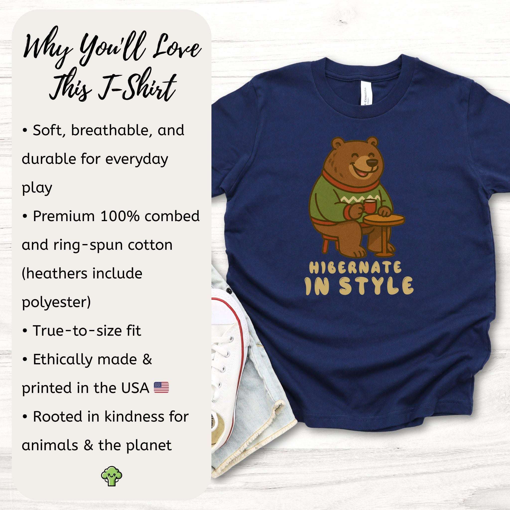 Cozy Bear Christmas Youth Tee – Hot Cocoa & Holiday Chill Vibes