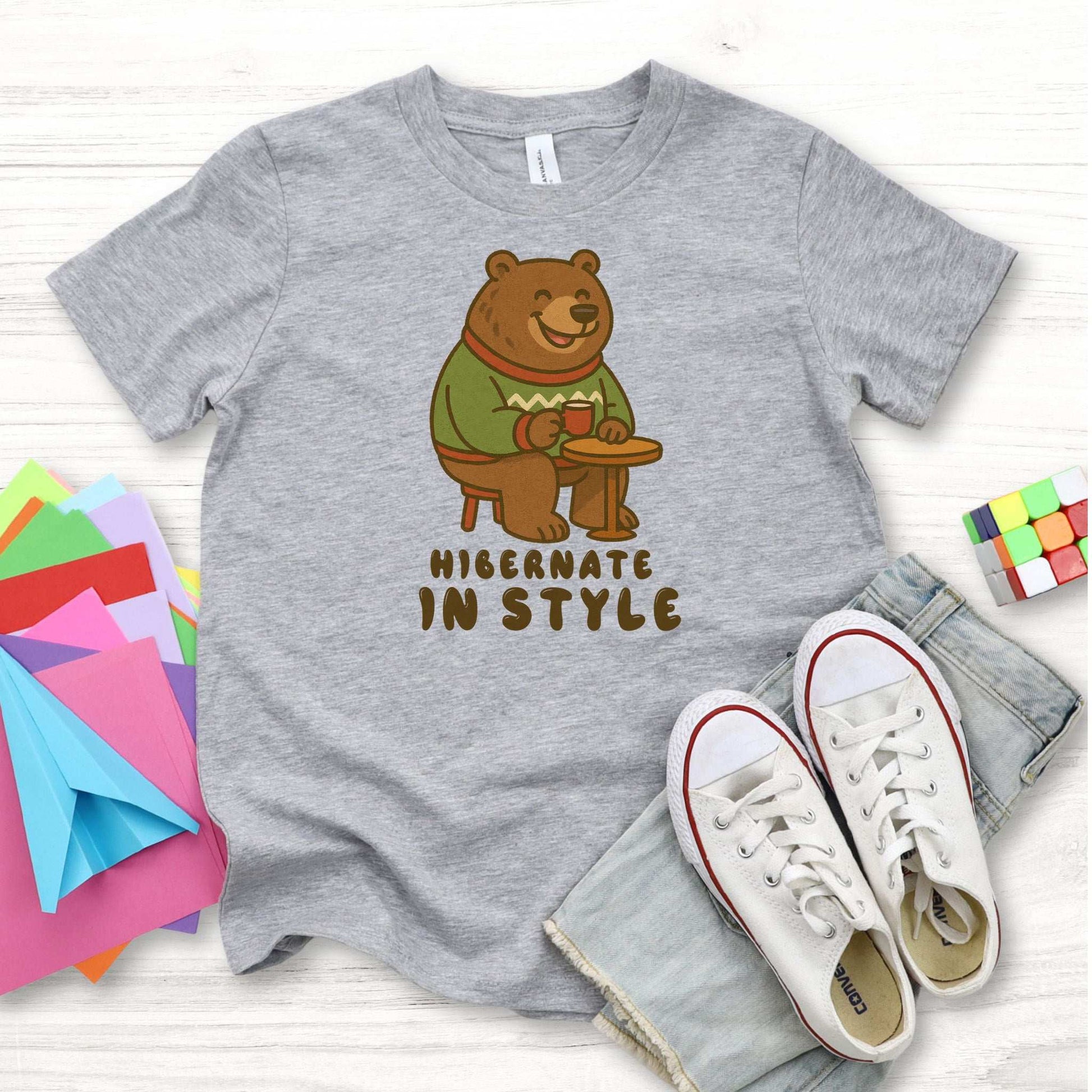 Cozy Bear Christmas Youth Tee – Hot Cocoa & Holiday Chill Vibes