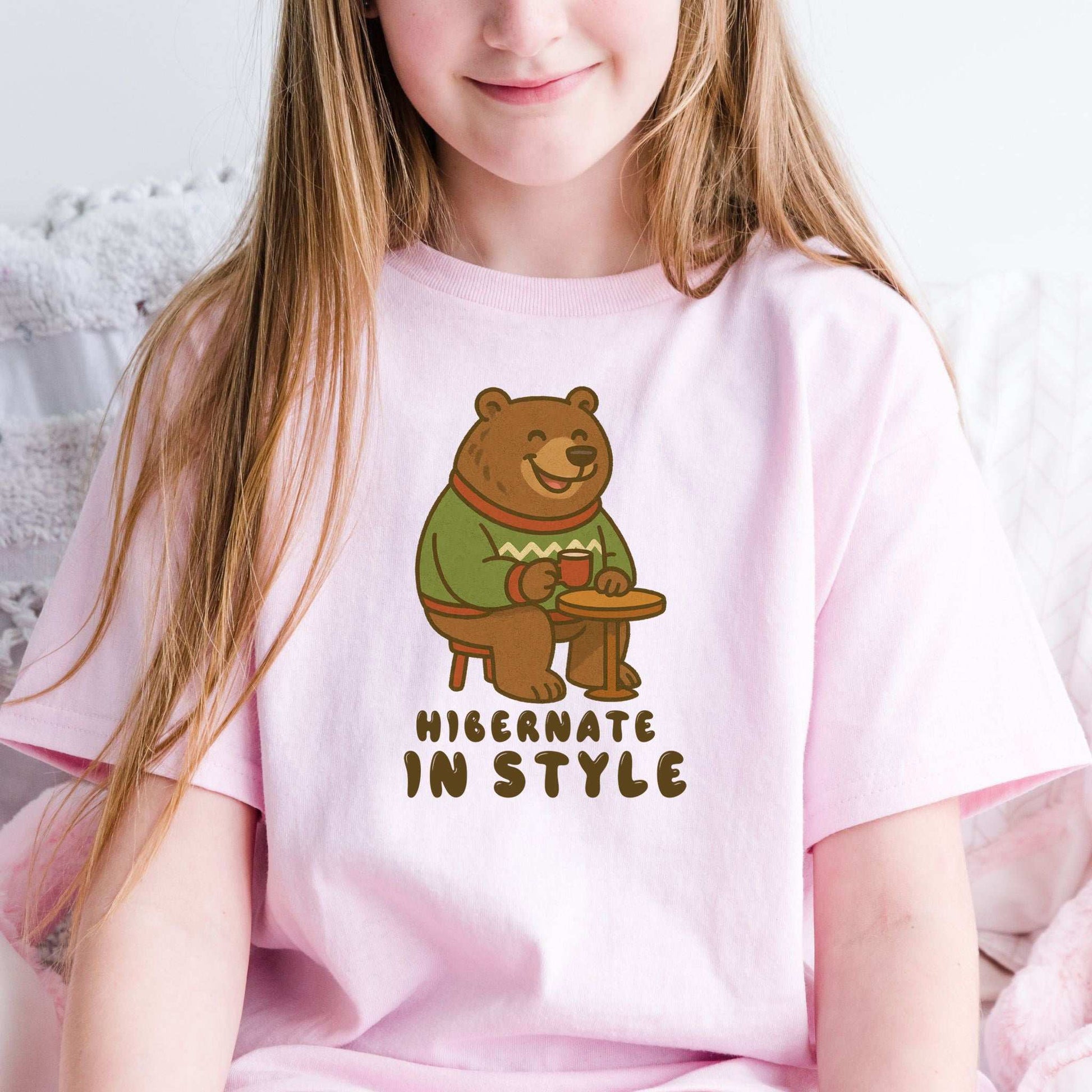 Cozy Bear Christmas Youth Tee – Hot Cocoa & Holiday Chill Vibes
