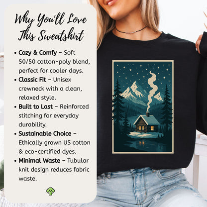 Cozy Cabin Christmas Sweatshirt – Winter Stars & Holiday Escape Vibes