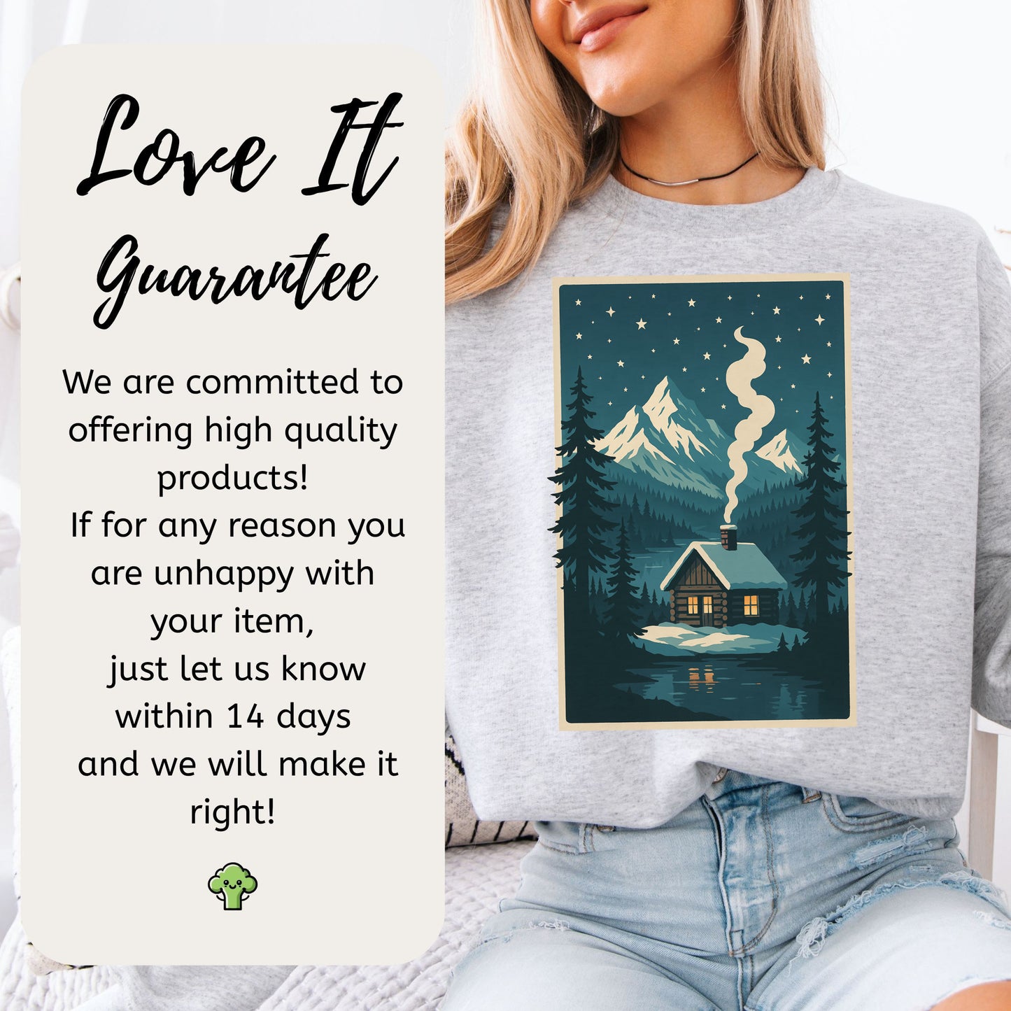 Cozy Cabin Christmas Sweatshirt – Winter Stars & Holiday Escape Vibes