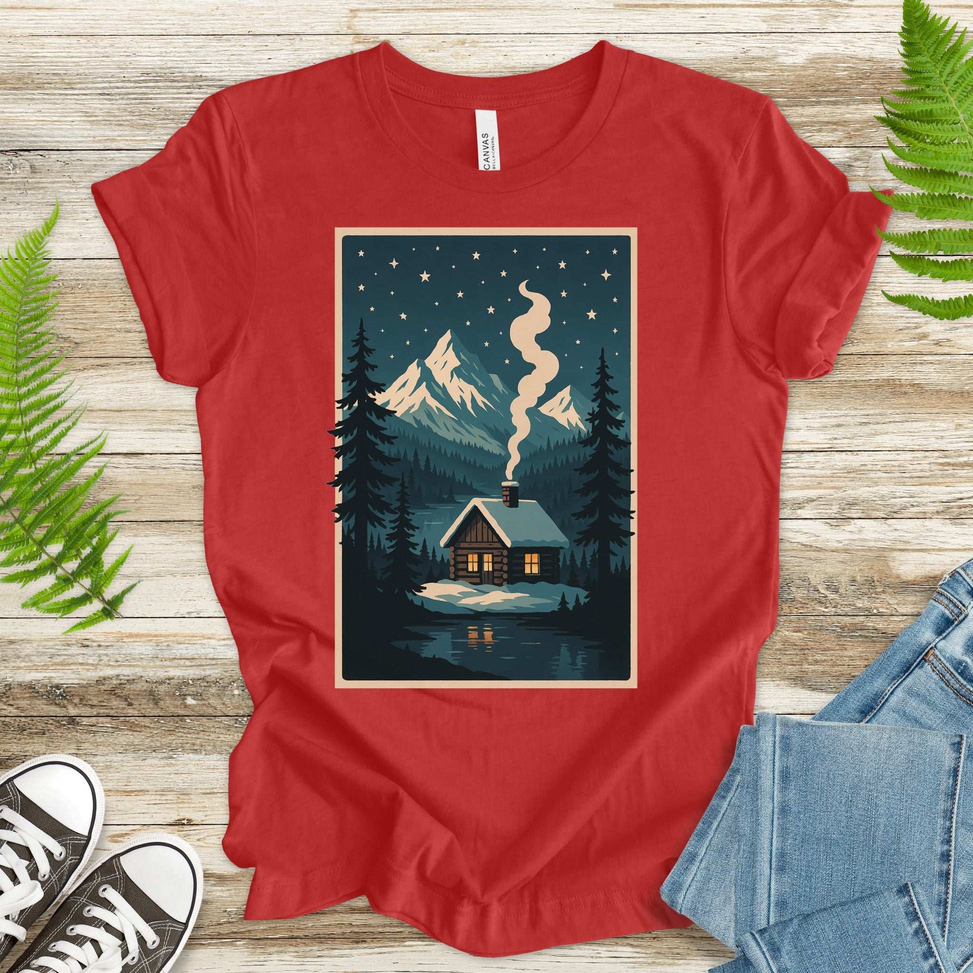 Cozy Cabin Christmas T-Shirt – Winter Stars & Holiday Escape Vibes