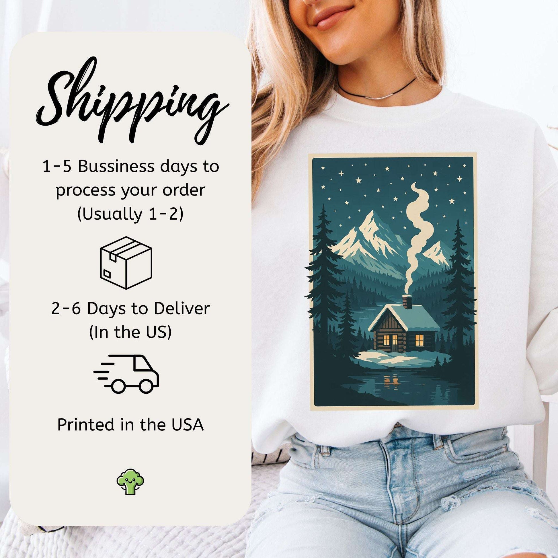 Cozy Cabin Christmas Sweatshirt – Winter Stars & Holiday Escape Vibes