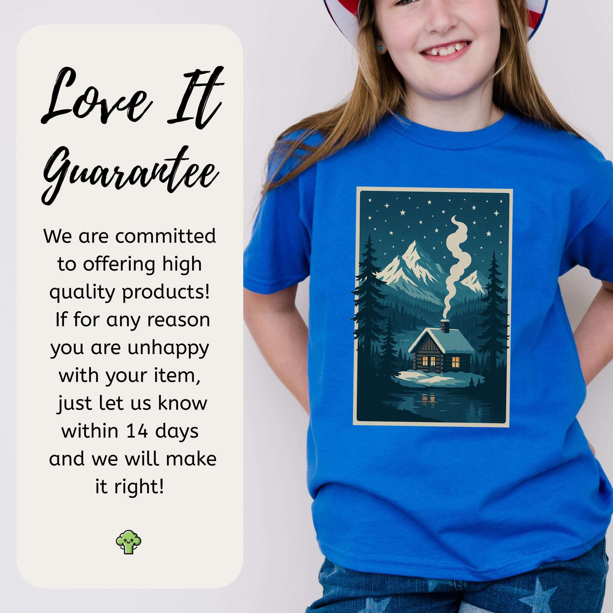 Cozy Cabin Christmas Youth Tee – Winter Stars & Holiday Escape Vibes