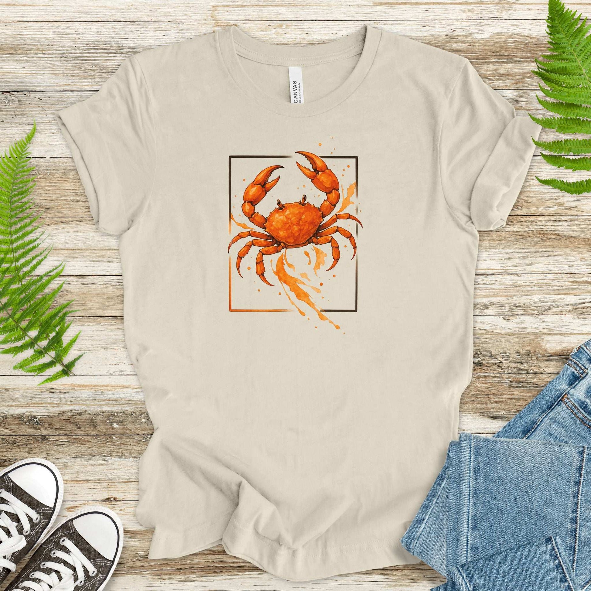 Watercolor Crab T-Shirt – Vibrant Ocean Animal Beach Tee