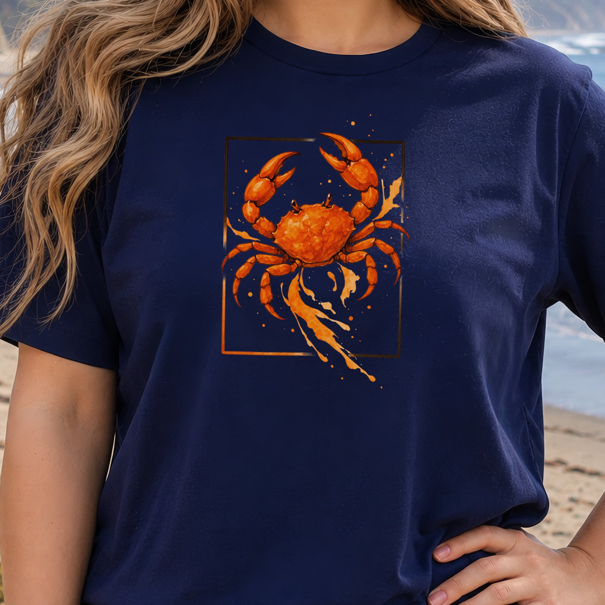 Watercolor Crab T-Shirt – Vibrant Ocean Animal Beach Tee