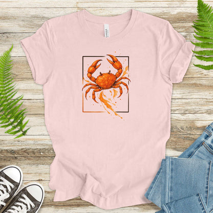 Watercolor Crab T-Shirt – Vibrant Ocean Animal Beach Tee