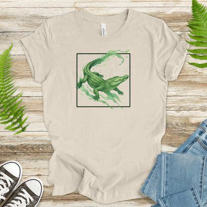 Watercolor Crocodile T-Shirt – Retro Reptile Wildlife Tee