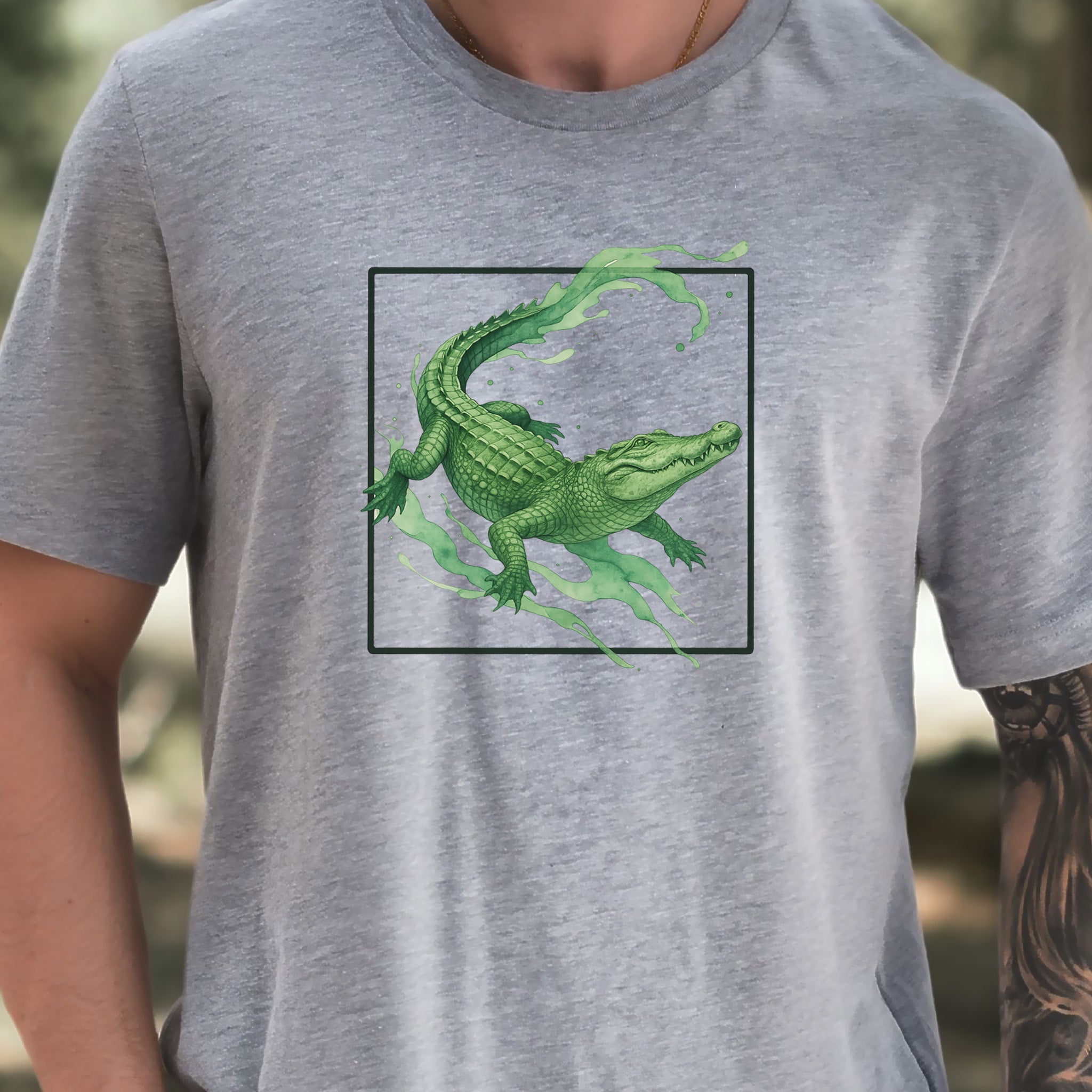 Watercolor Crocodile T-Shirt – Retro Reptile Wildlife Tee