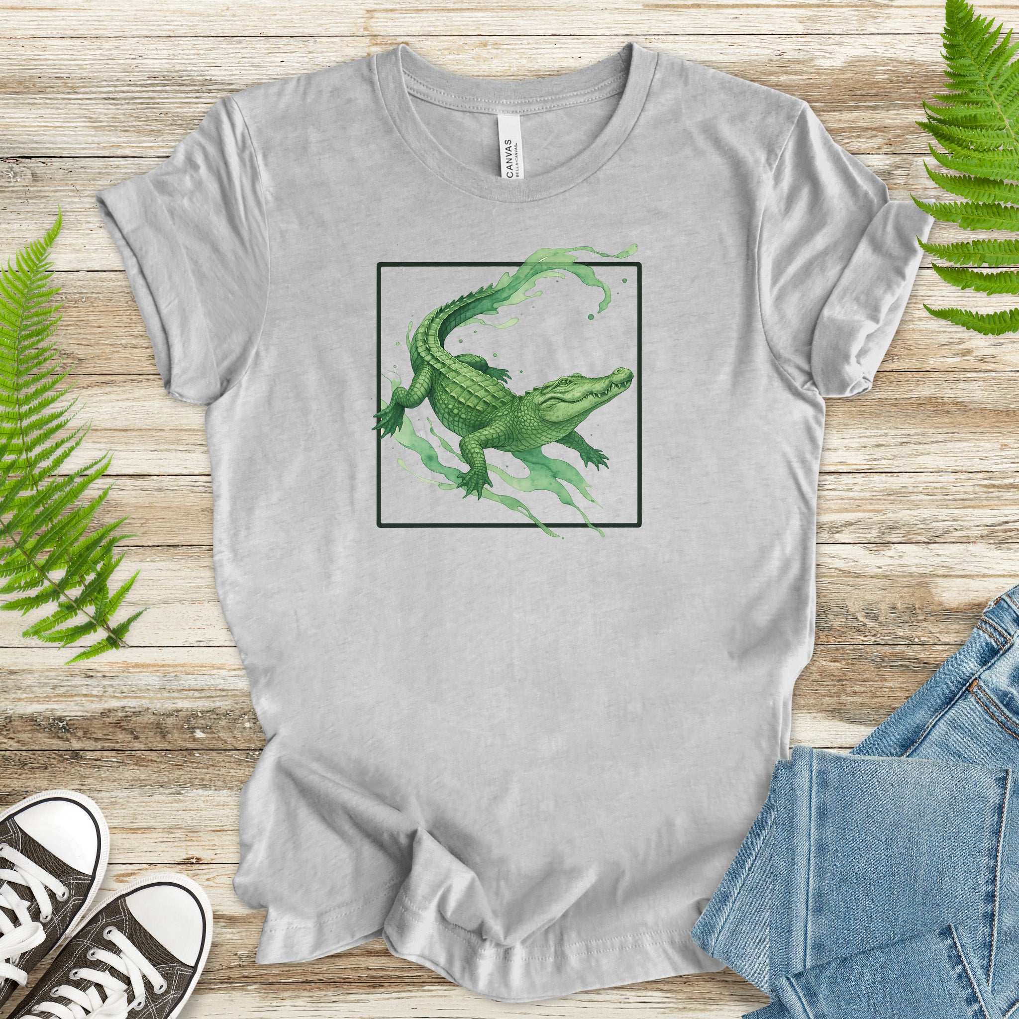 Watercolor Crocodile T-Shirt – Retro Reptile Wildlife Tee