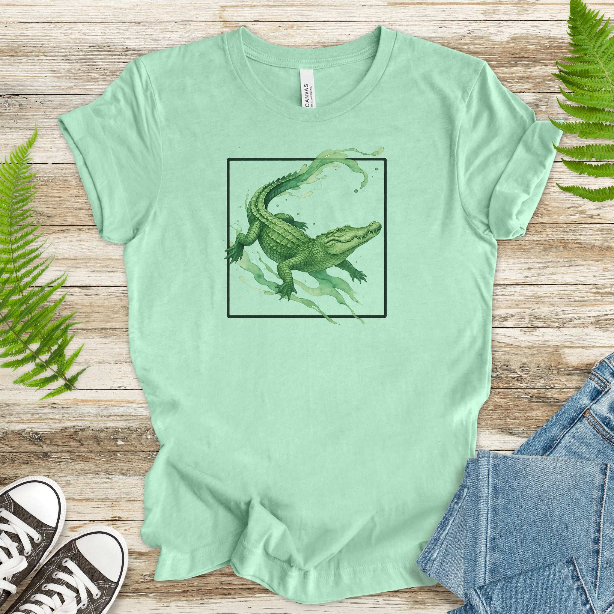 Watercolor Crocodile T-Shirt – Retro Reptile Wildlife Tee