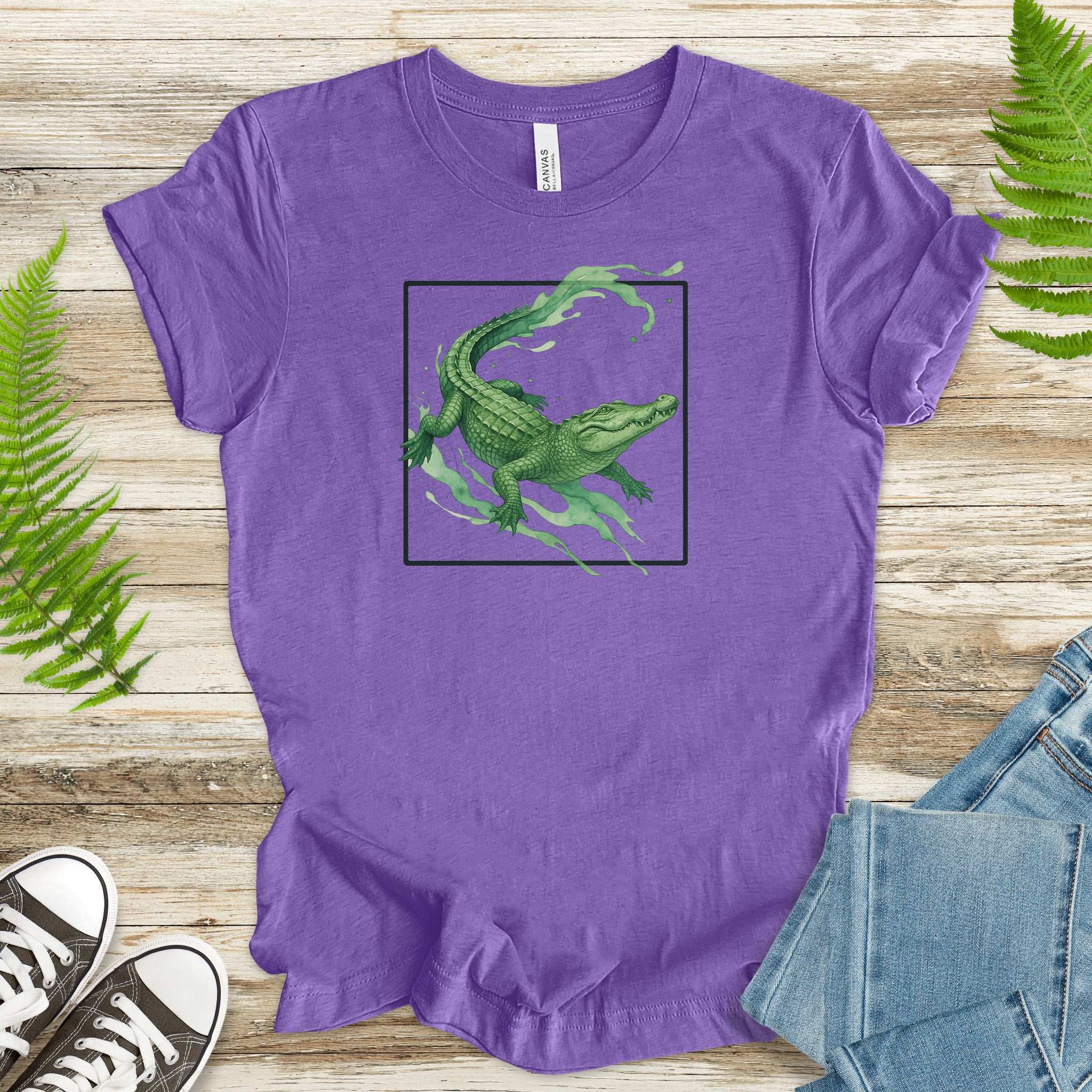 Watercolor Crocodile T-Shirt – Retro Reptile Wildlife Tee