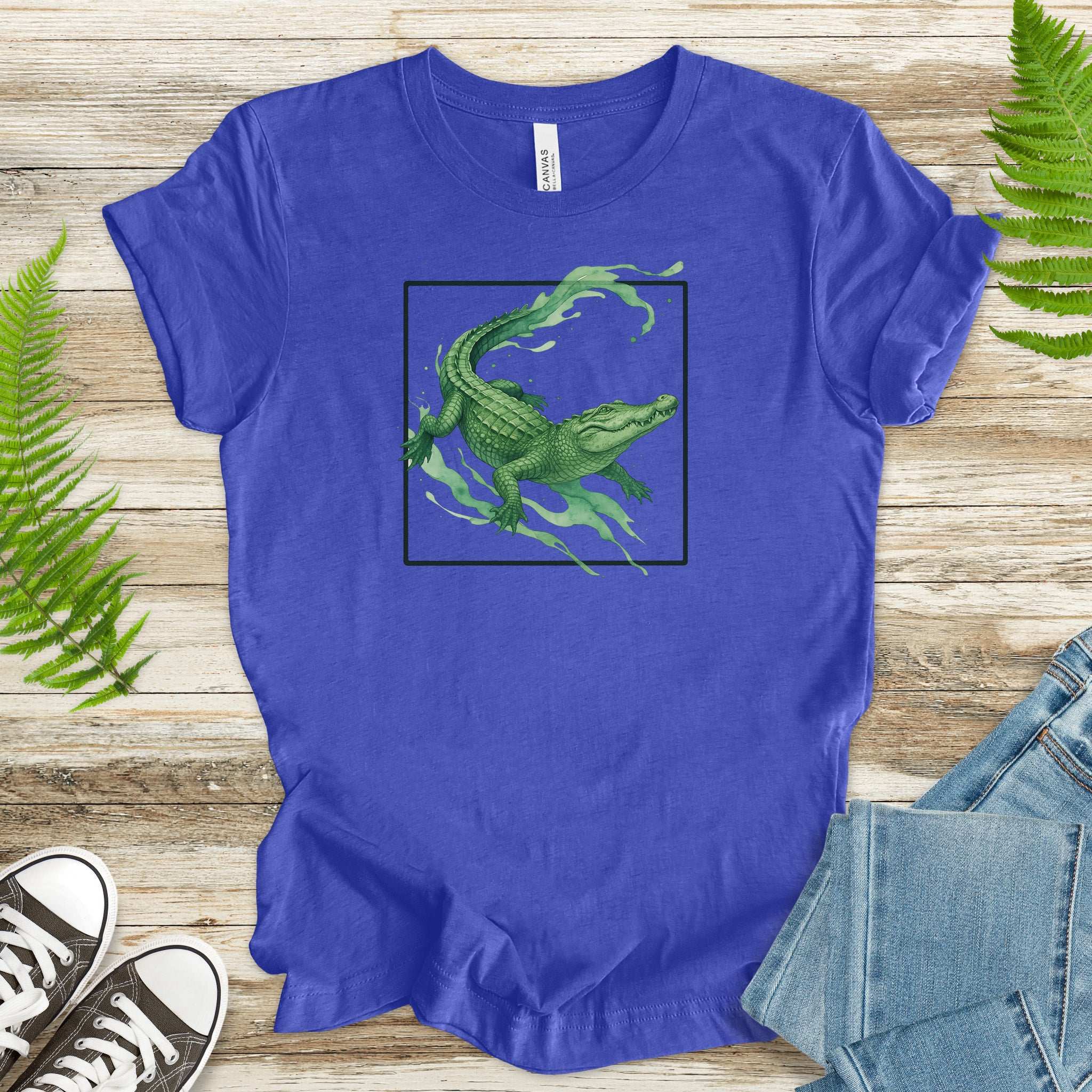 Watercolor Crocodile T-Shirt – Retro Reptile Wildlife Tee