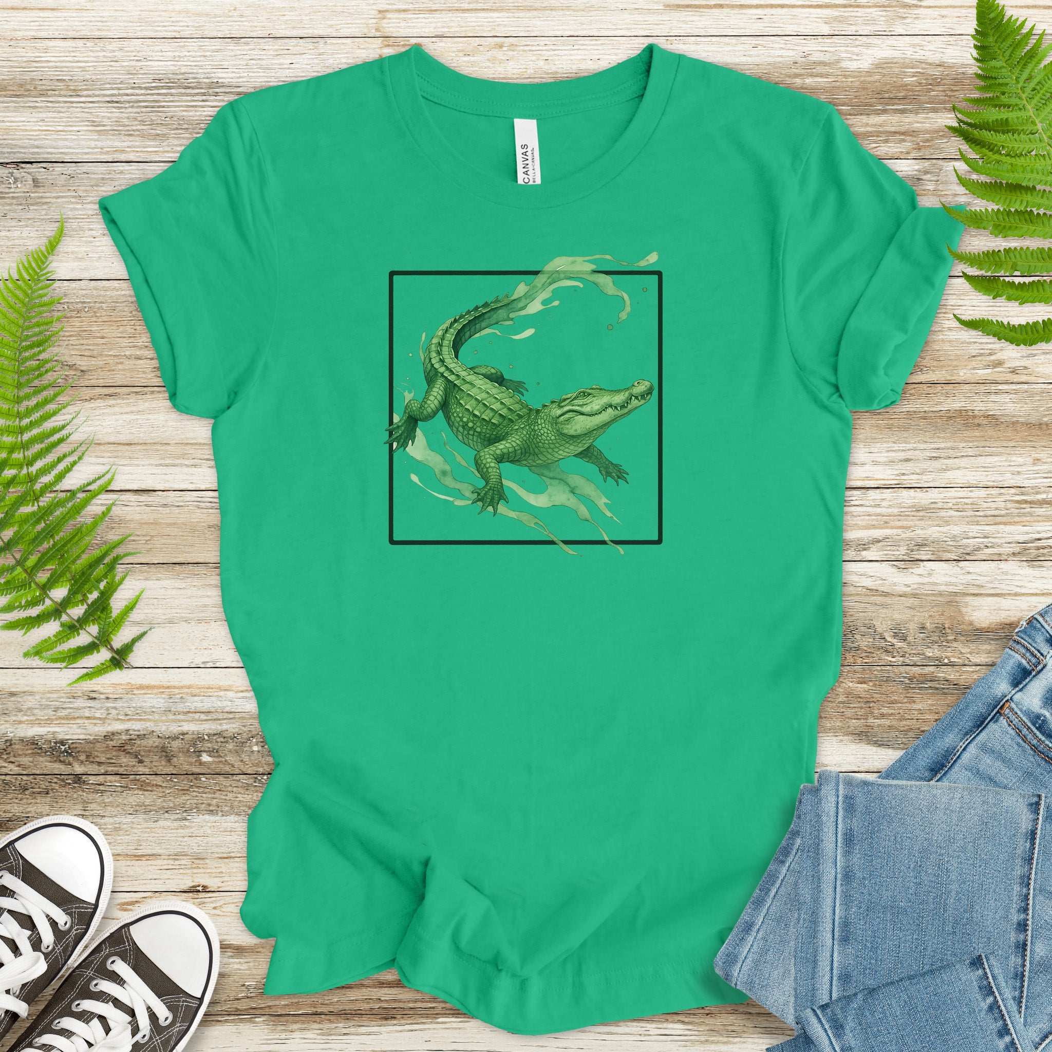 Watercolor Crocodile T-Shirt – Retro Reptile Wildlife Tee