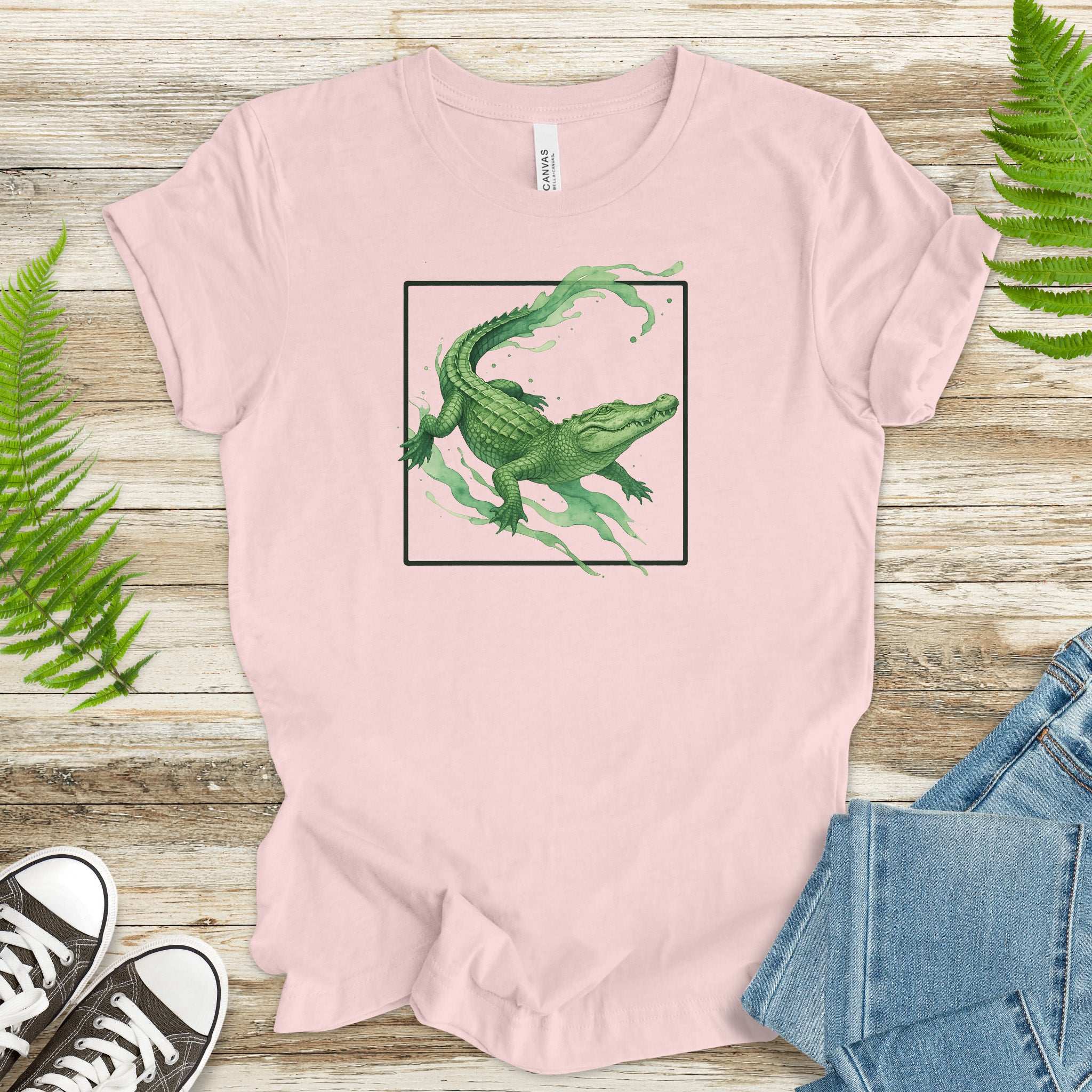 Watercolor Crocodile T-Shirt – Retro Reptile Wildlife Tee
