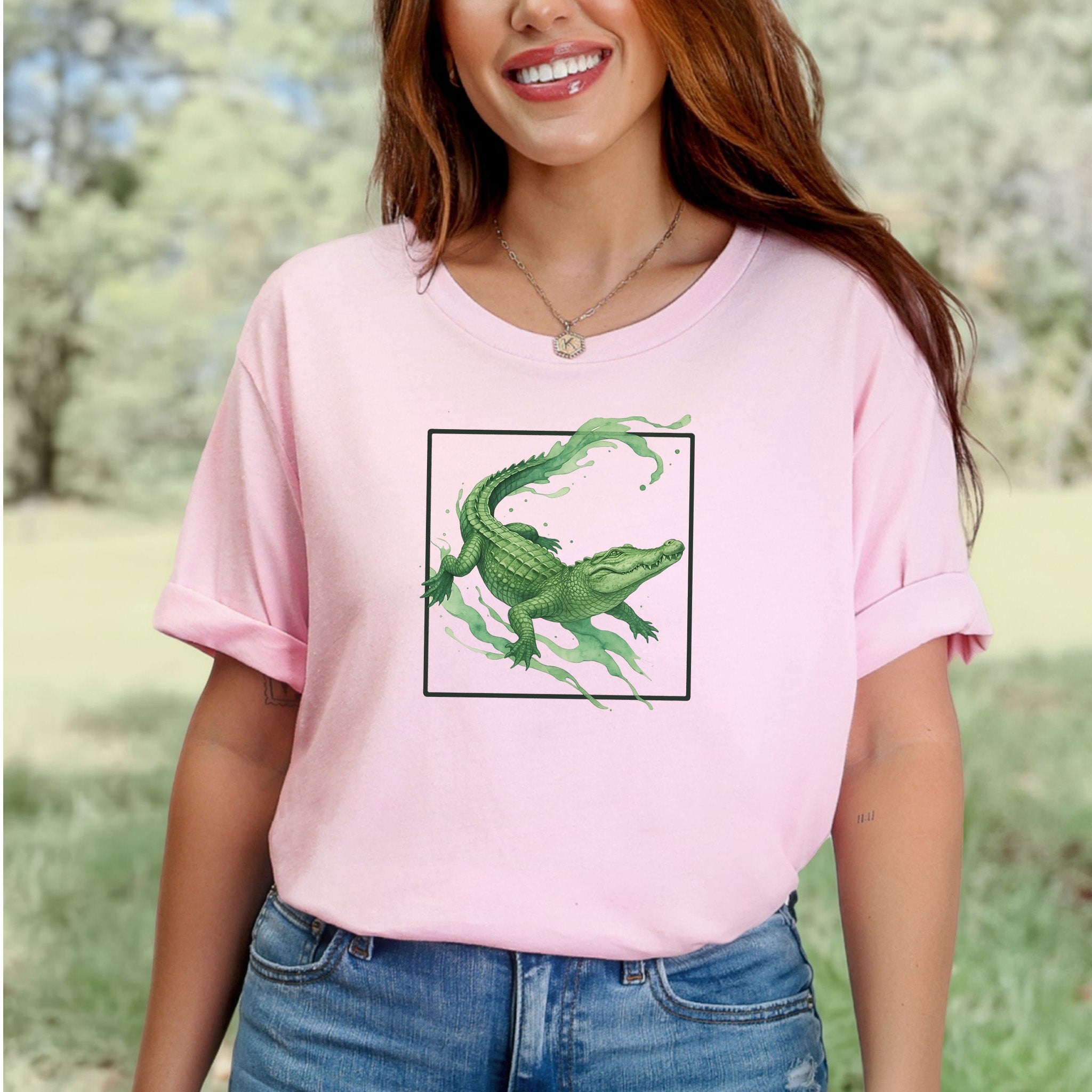 Watercolor Crocodile T-Shirt – Retro Reptile Wildlife Tee