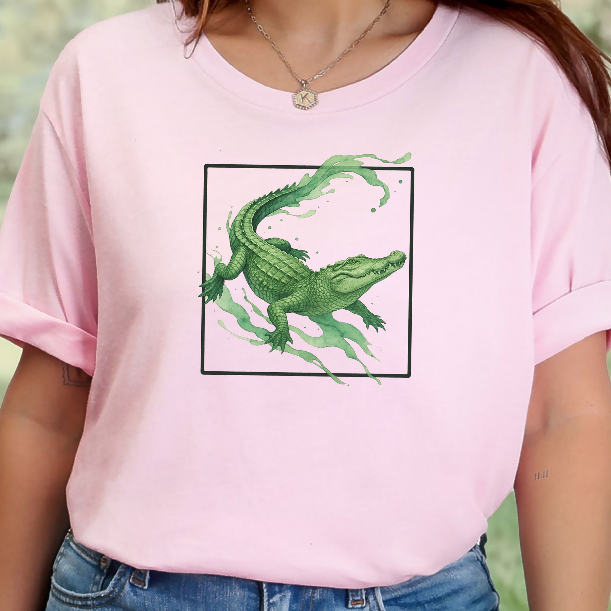 Watercolor Crocodile T-Shirt – Retro Reptile Wildlife Tee