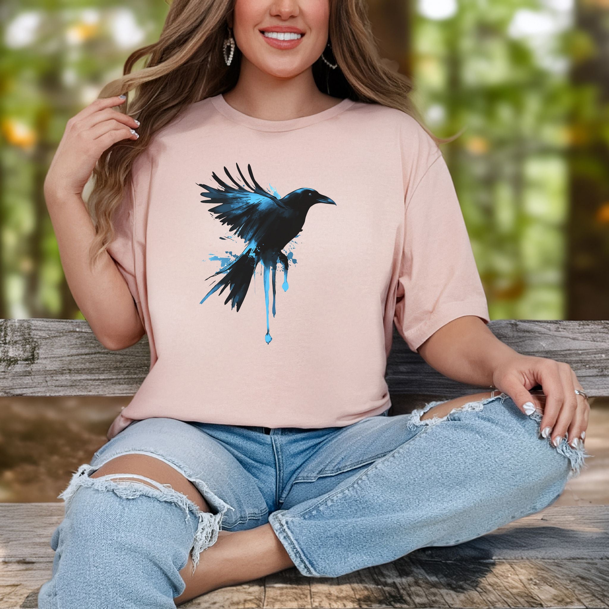 Watercolor Crow T-Shirt – Artistic Raven Spirit Bird Tee