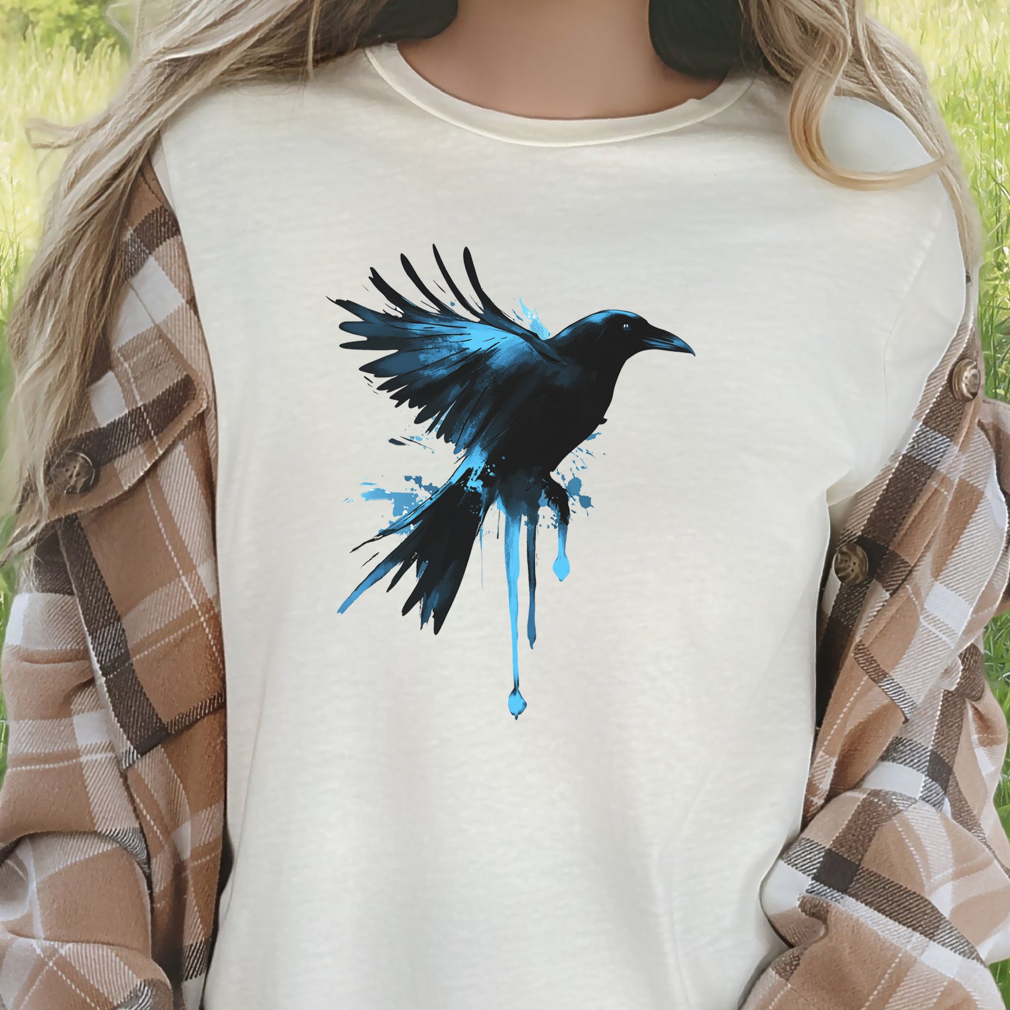 Watercolor Crow T-Shirt – Artistic Raven Spirit Bird Tee