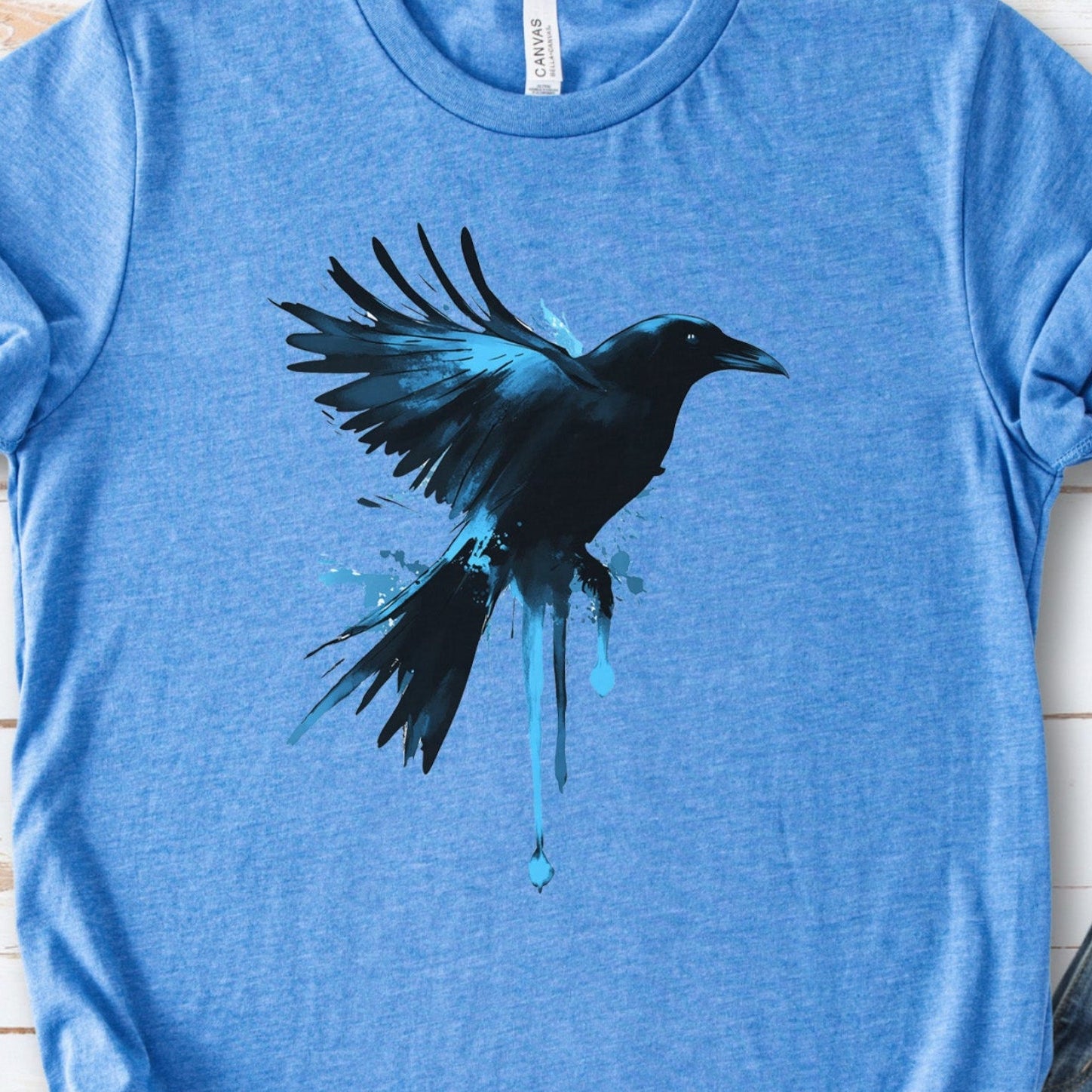 Watercolor Crow T-Shirt – Artistic Raven Spirit Bird Tee
