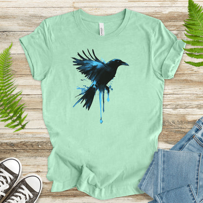 Watercolor Crow T-Shirt – Artistic Raven Spirit Bird Tee