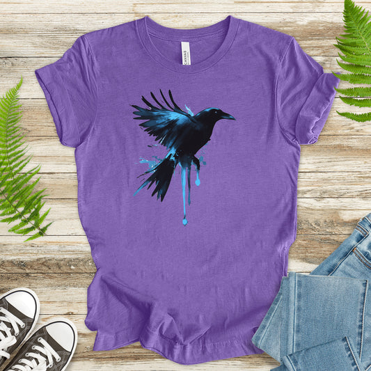 Watercolor Crow T-Shirt – Artistic Raven Spirit Bird Tee