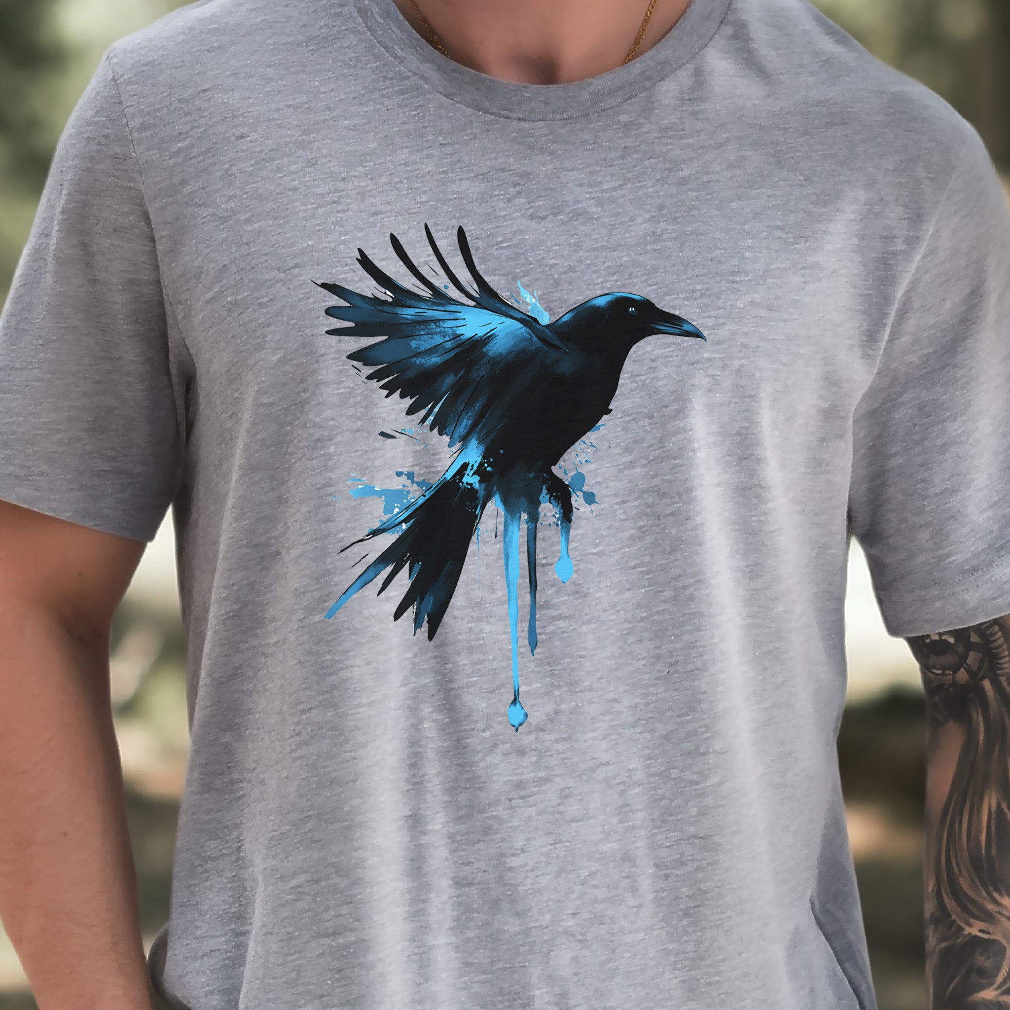 Watercolor Crow T-Shirt – Artistic Raven Spirit Bird Tee