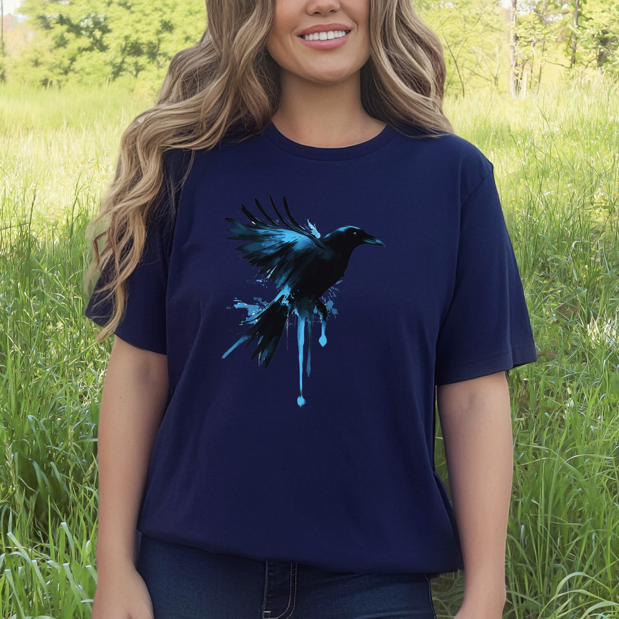 Watercolor Crow T-Shirt – Artistic Raven Spirit Bird Tee