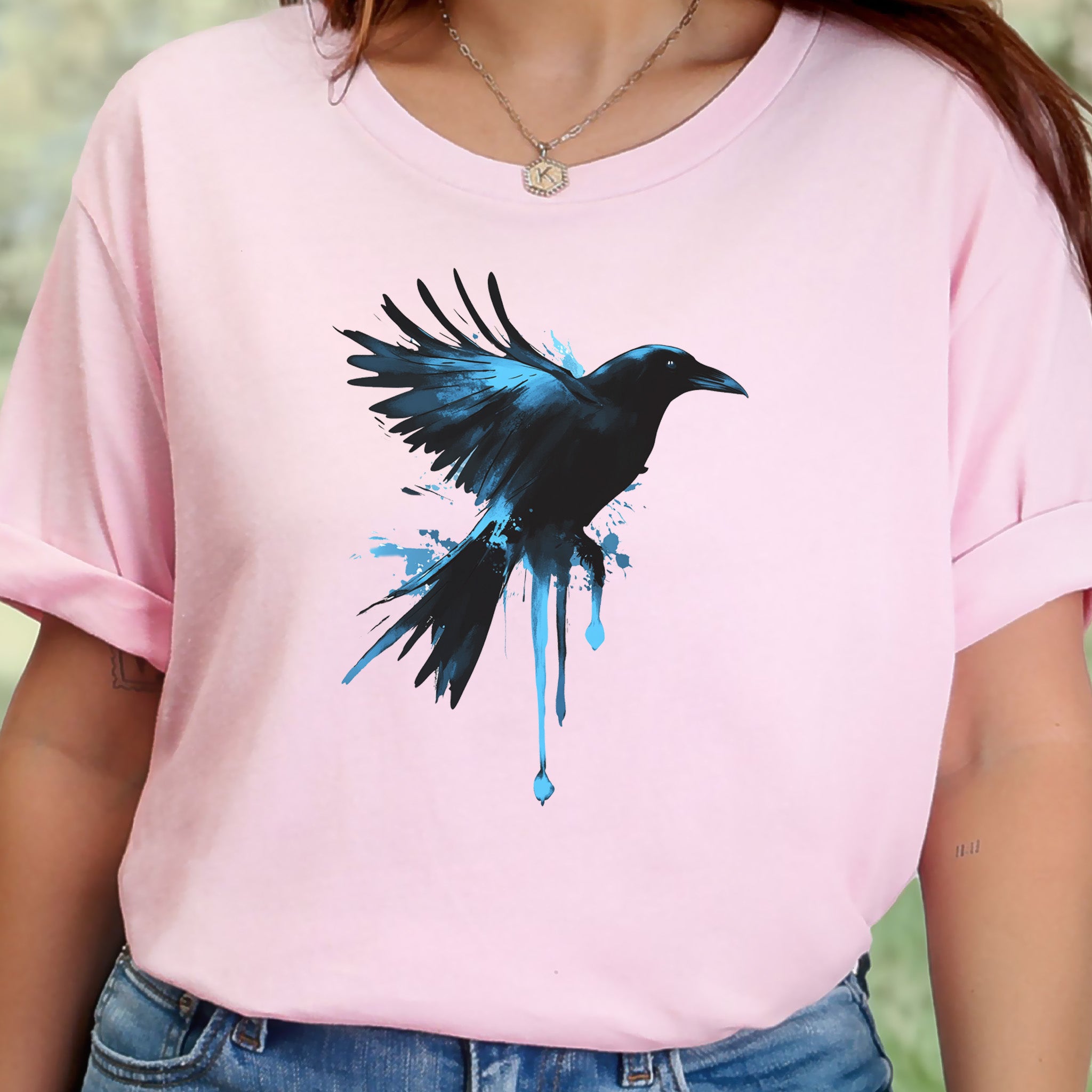 Watercolor Crow T-Shirt – Artistic Raven Spirit Bird Tee