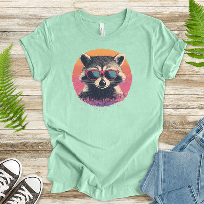 Retro Raccoon & Vintage Sun T-Shirt