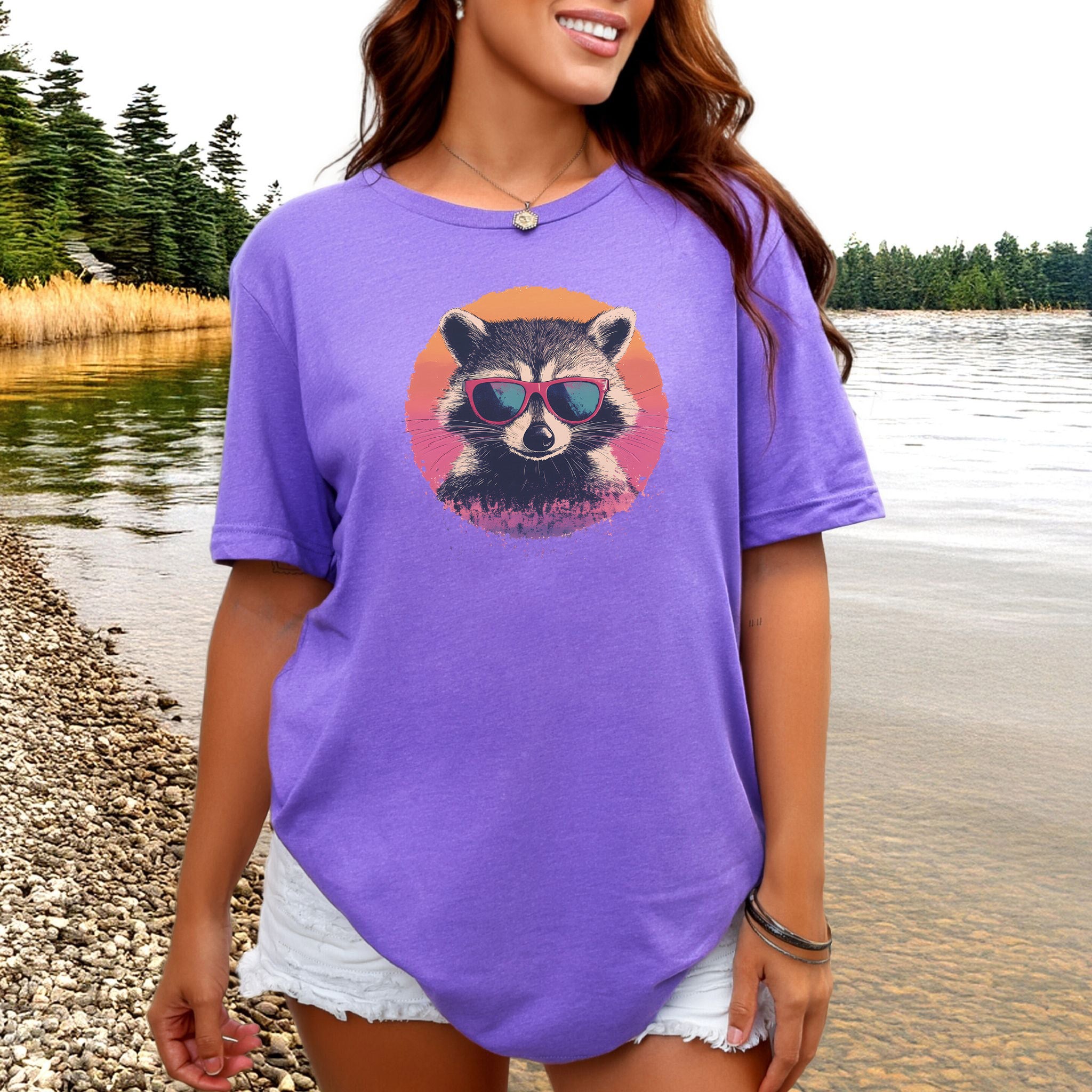 Retro Raccoon & Vintage Sun T-Shirt