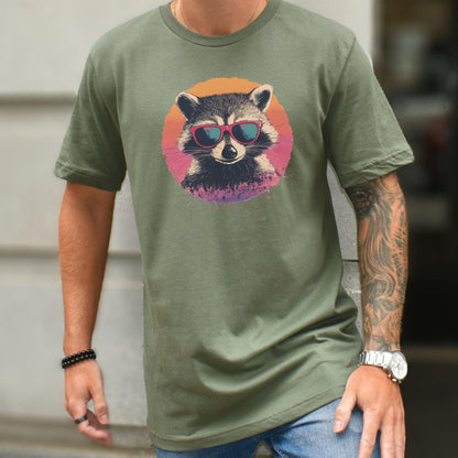 Retro Raccoon & Vintage Sun T-Shirt