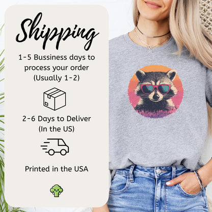 Retro Raccoon & Vintage Sun T-Shirt