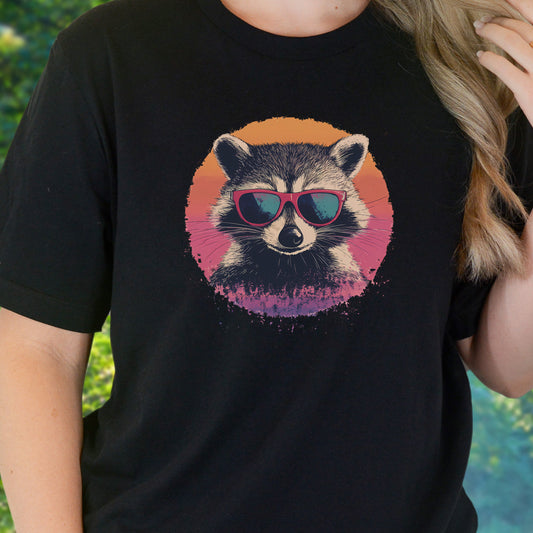 Retro Raccoon & Vintage Sun T-Shirt