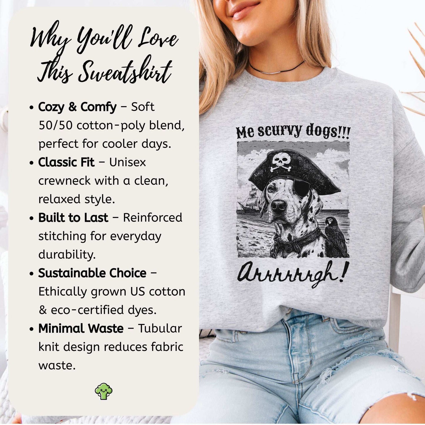 Dalmatian Pirate Sweatshirt – Retro Dog Lover Gift with Funny Vibes