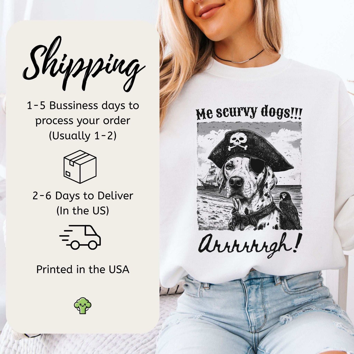 Dalmatian Pirate Sweatshirt – Retro Dog Lover Gift with Funny Vibes