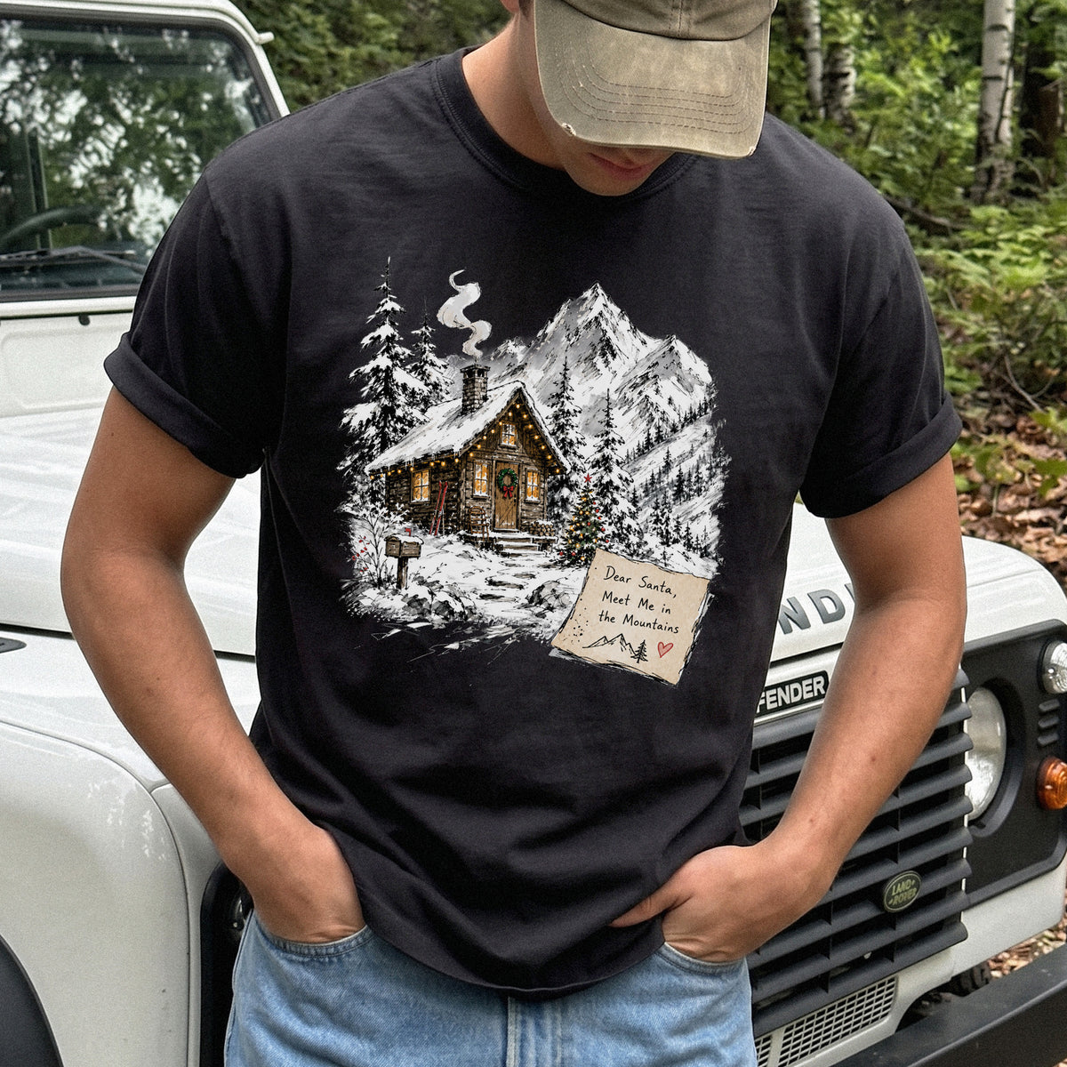 Dear Santa, Meet Me in the Mountains Comfort Colors Shirt – Cozy Christmas Cabin Tee