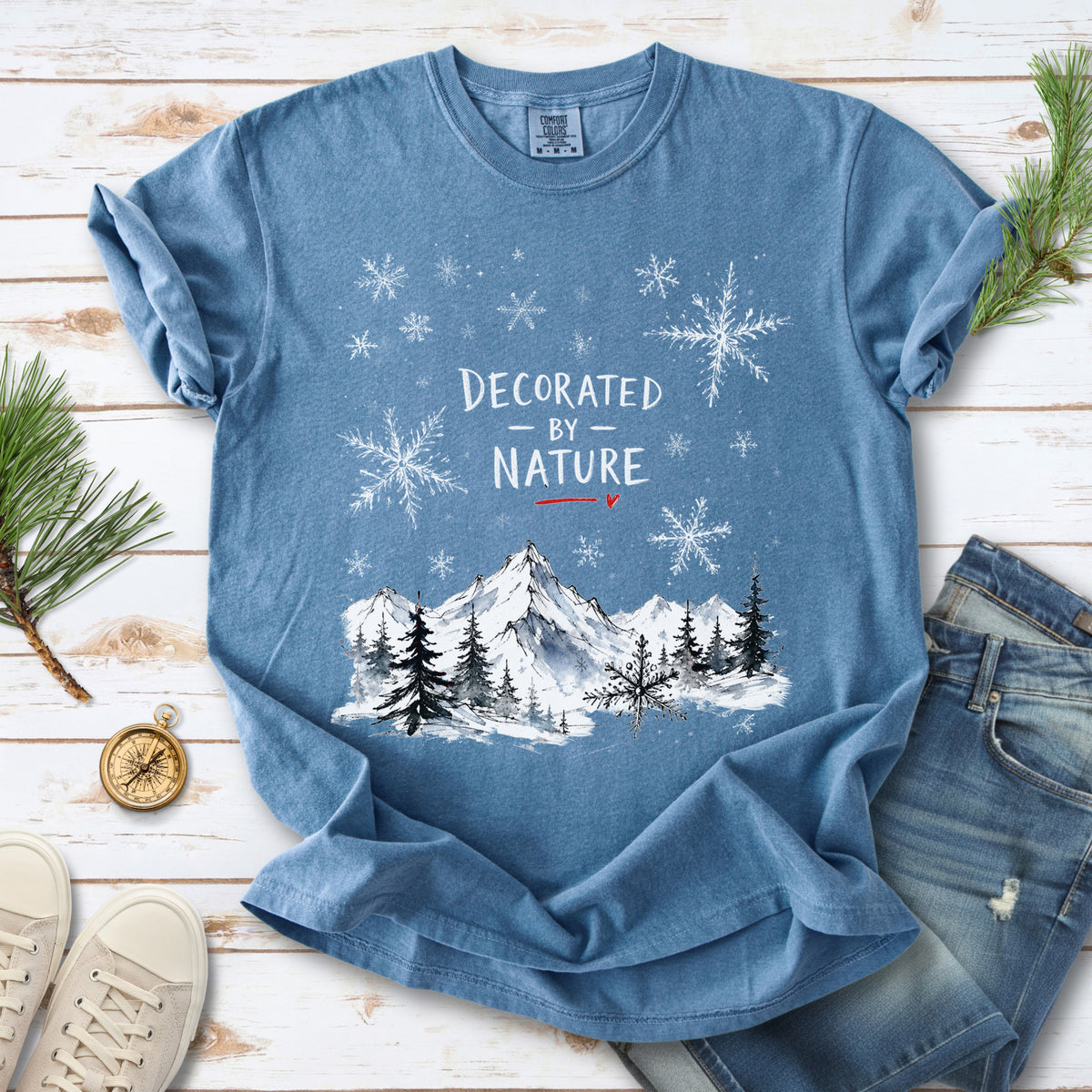 Decorated by Nature Comfort Colors Shirt – Winter Mountains Tee