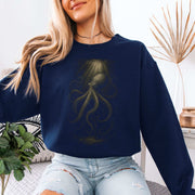 Octopus Spirit Animal Sweatshirt – Deep Sea Mystic Vibes featuring a vintage octopus design on a blue sweatshirt.